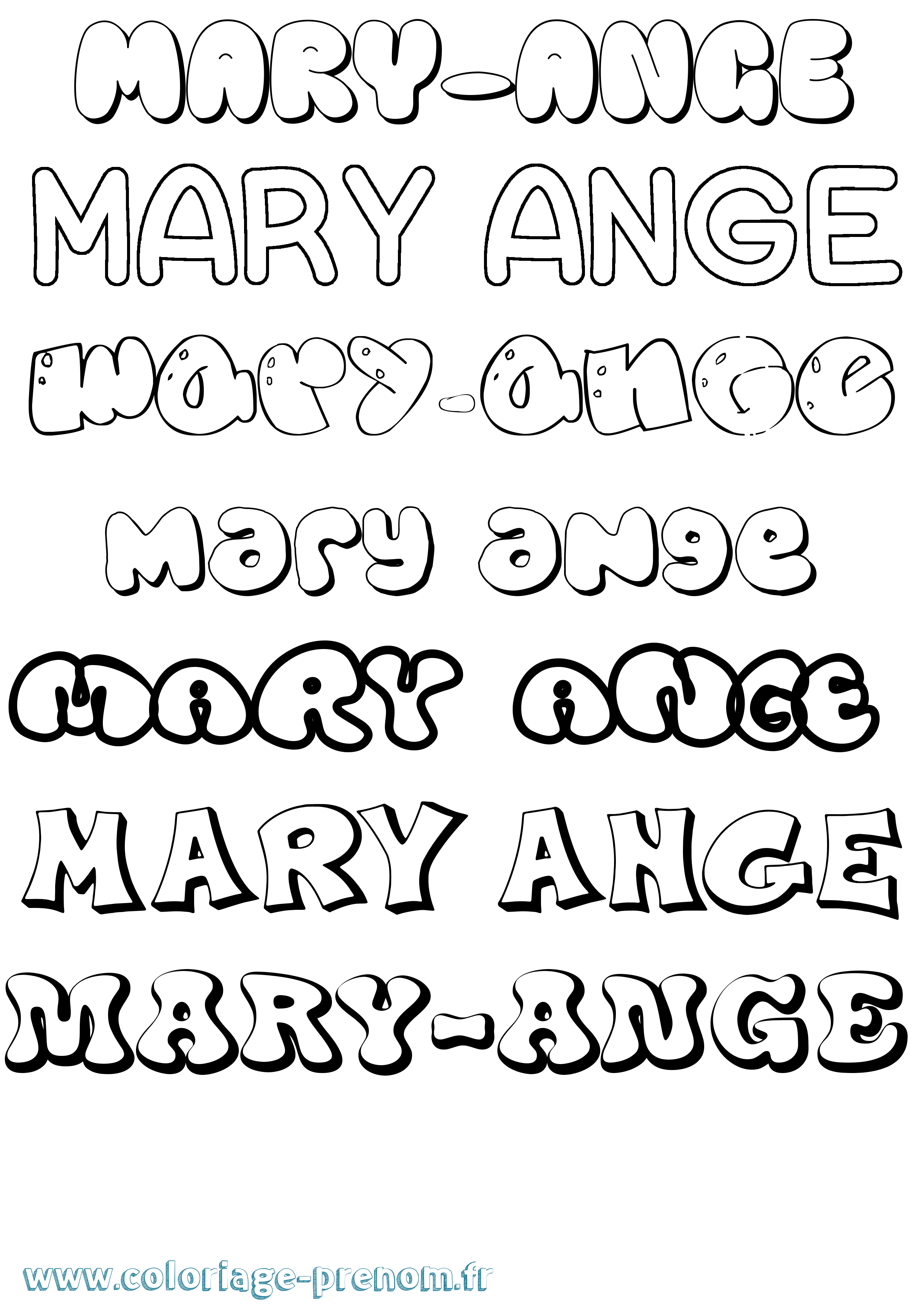 Coloriage prénom Mary-Ange Bubble