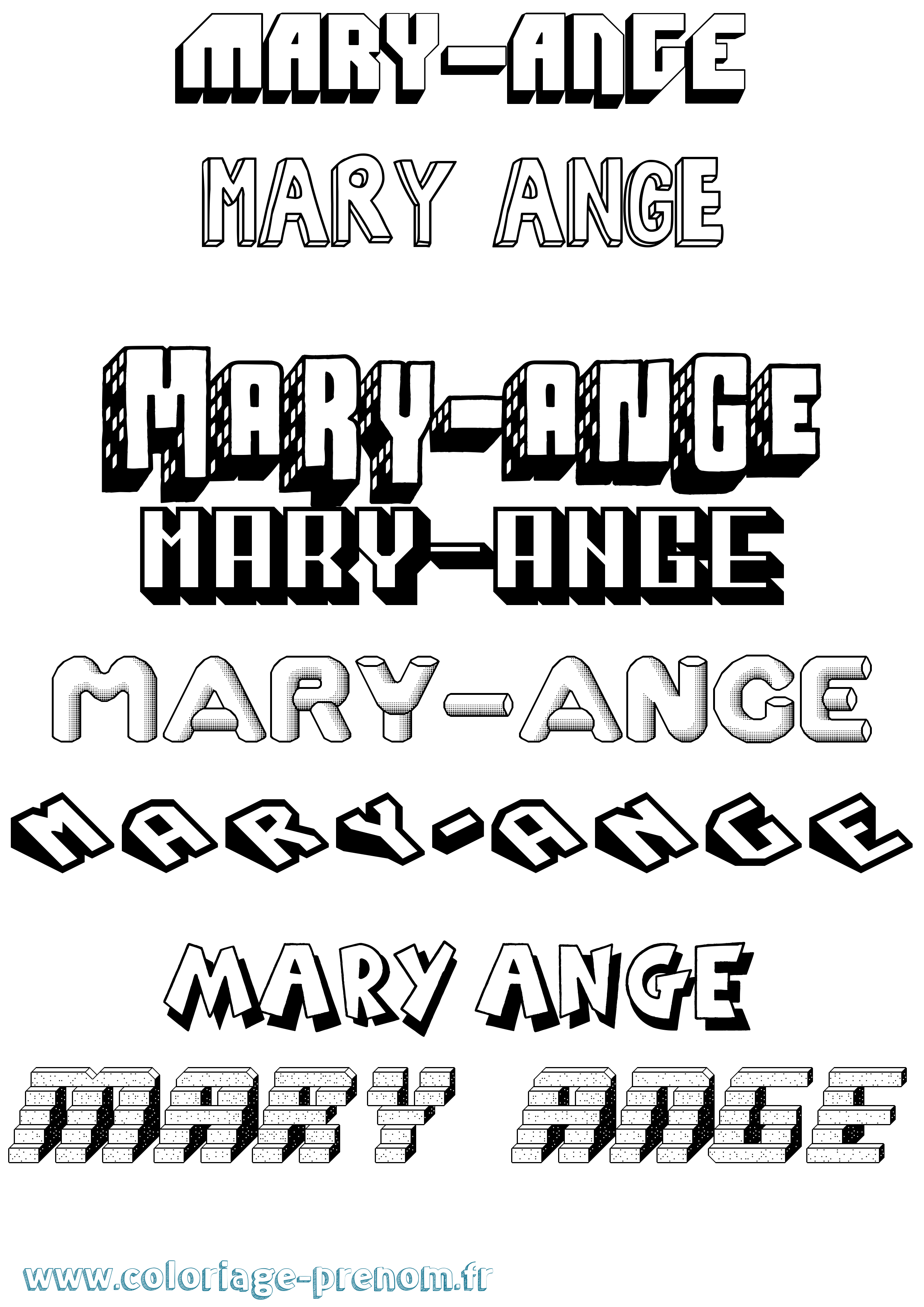 Coloriage prénom Mary-Ange Effet 3D