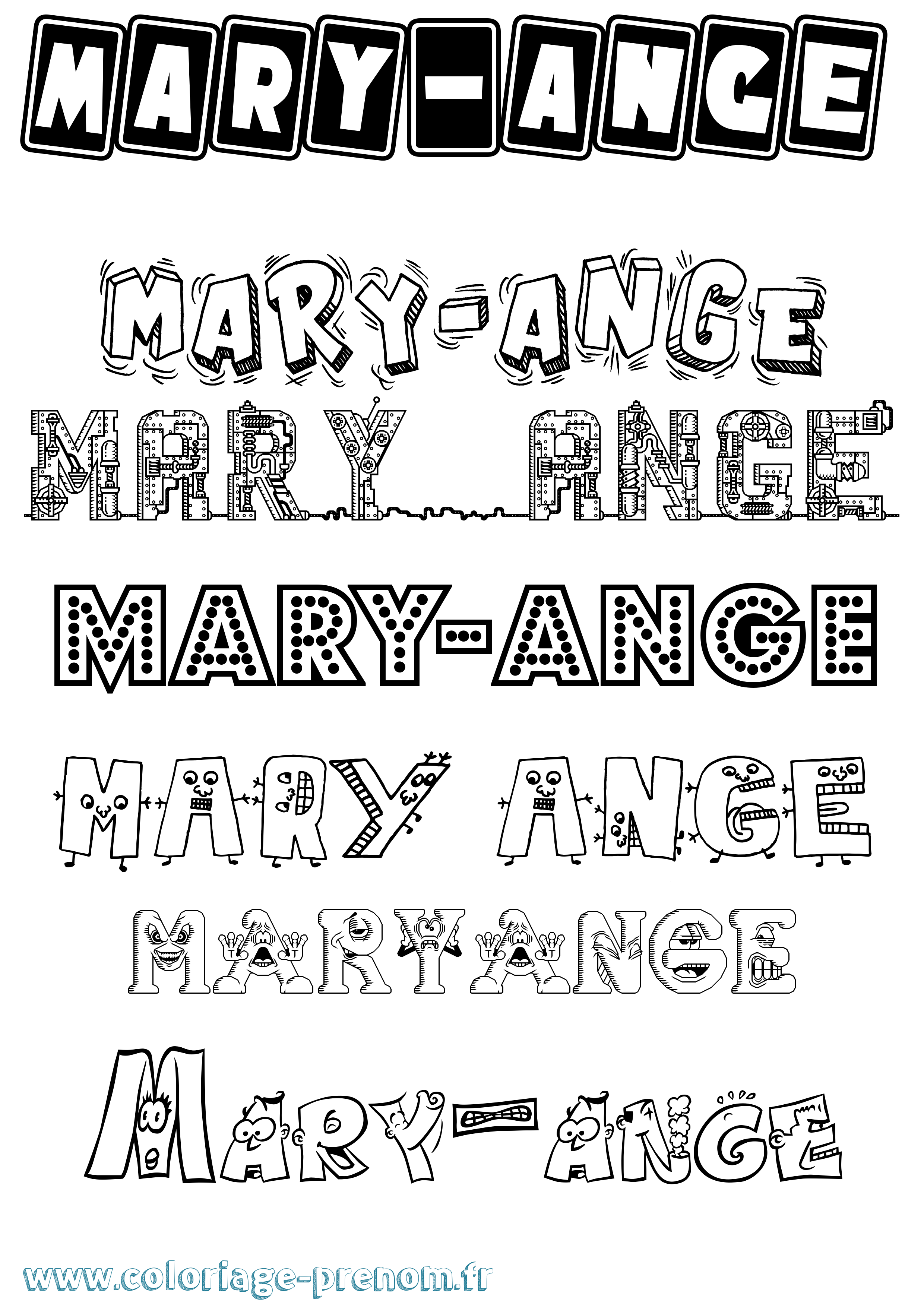 Coloriage prénom Mary-Ange Fun