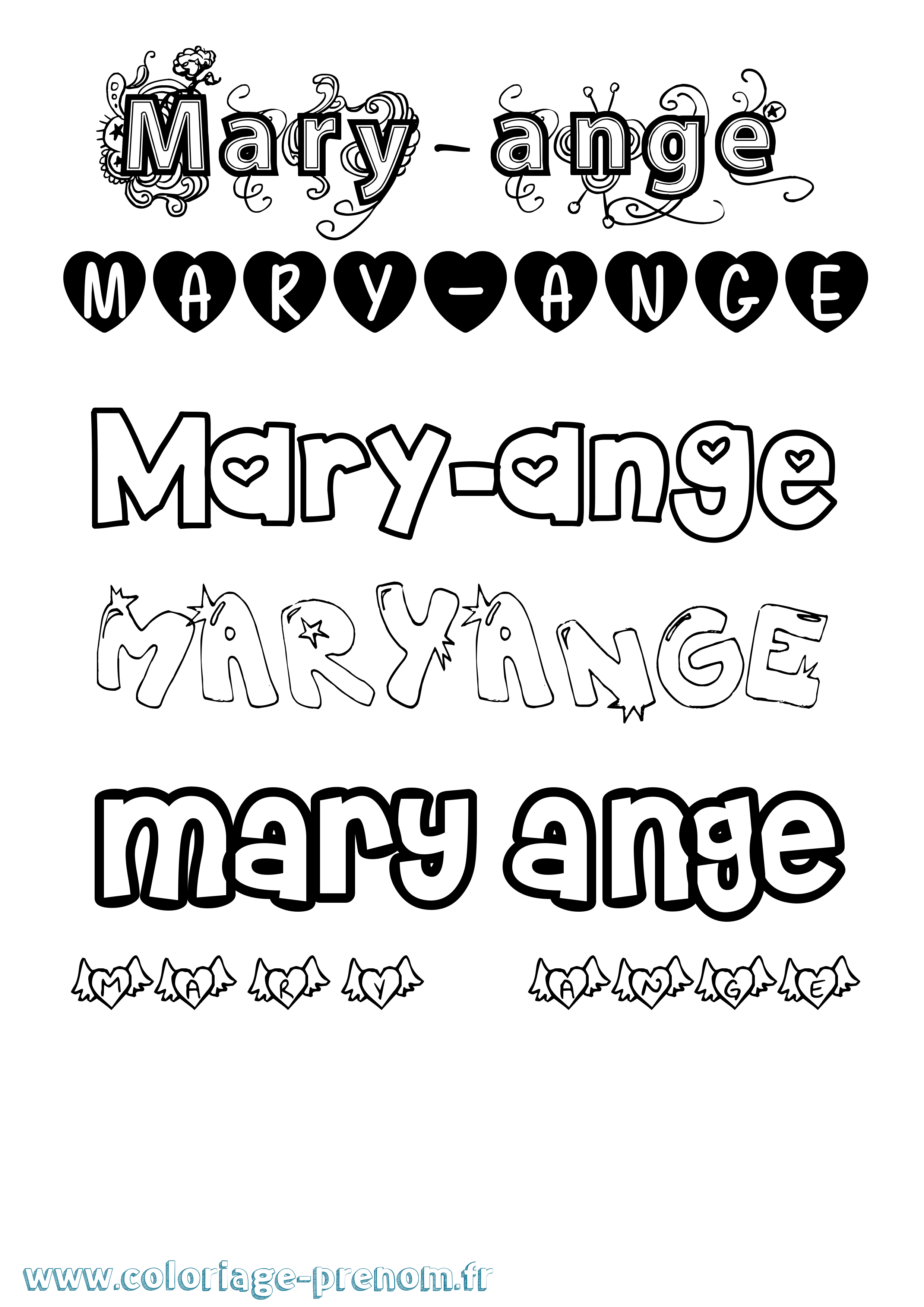 Coloriage prénom Mary-Ange Girly