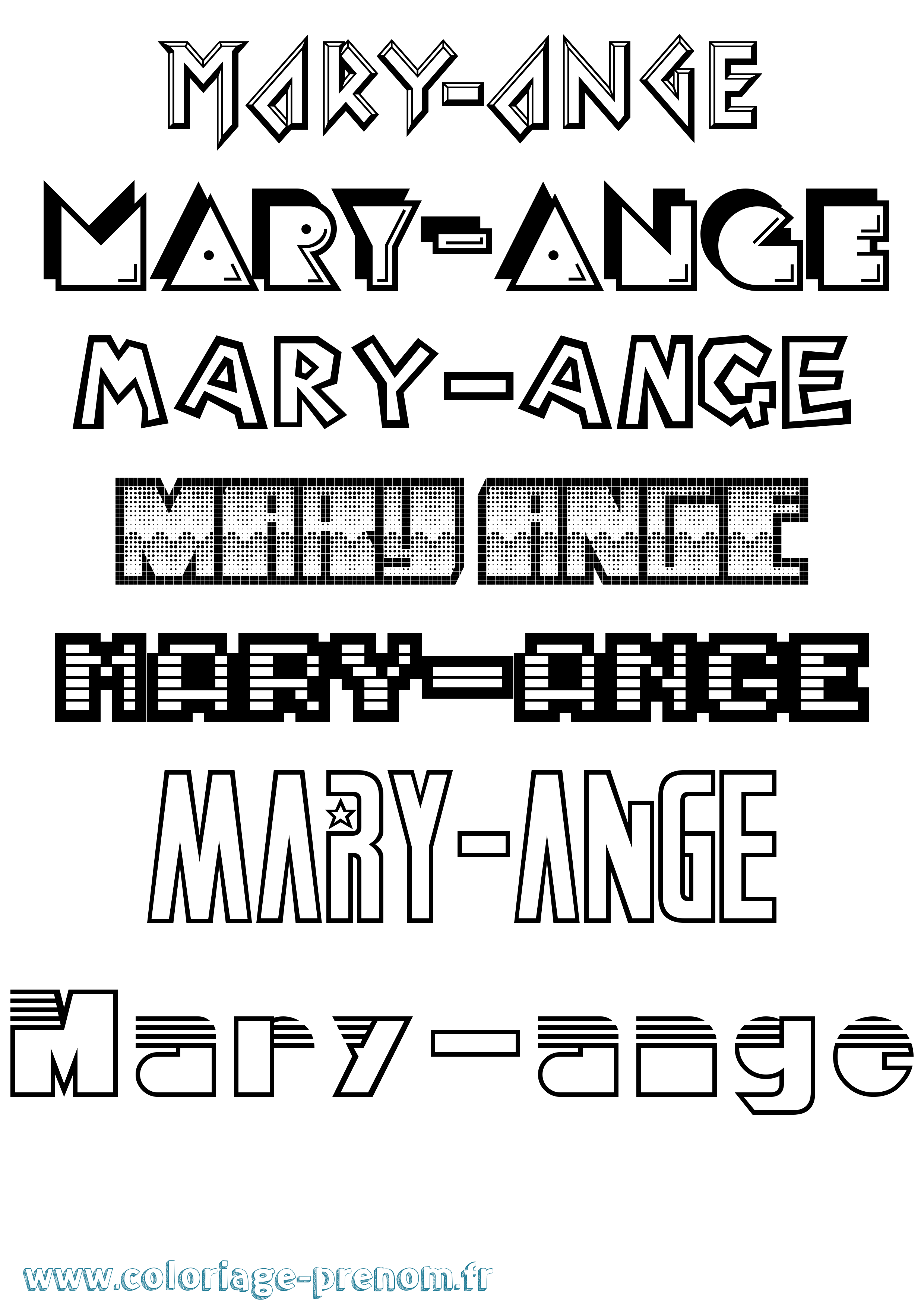 Coloriage prénom Mary-Ange Jeux Vidéos