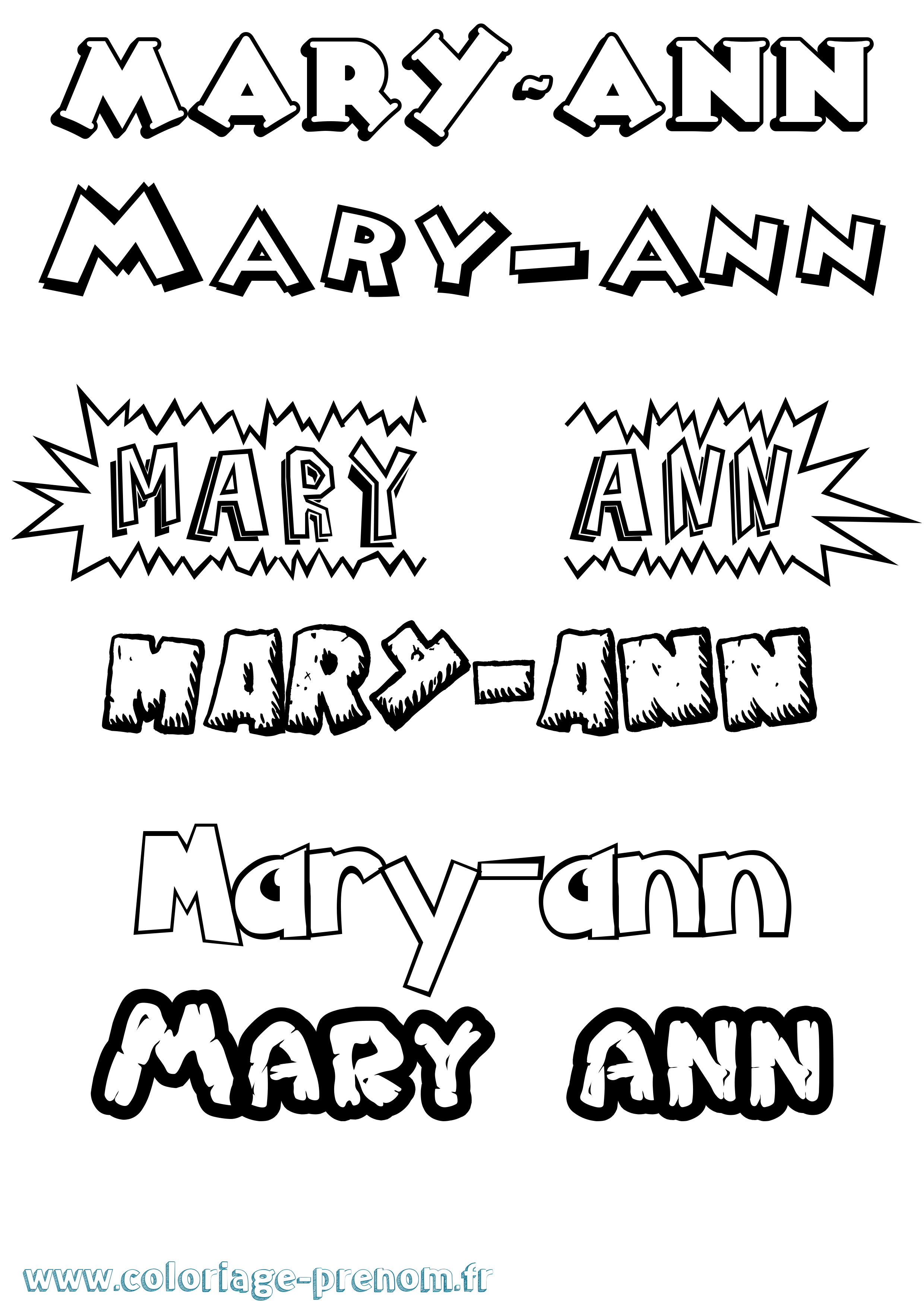 Coloriage prénom Mary-Ann Dessin Animé