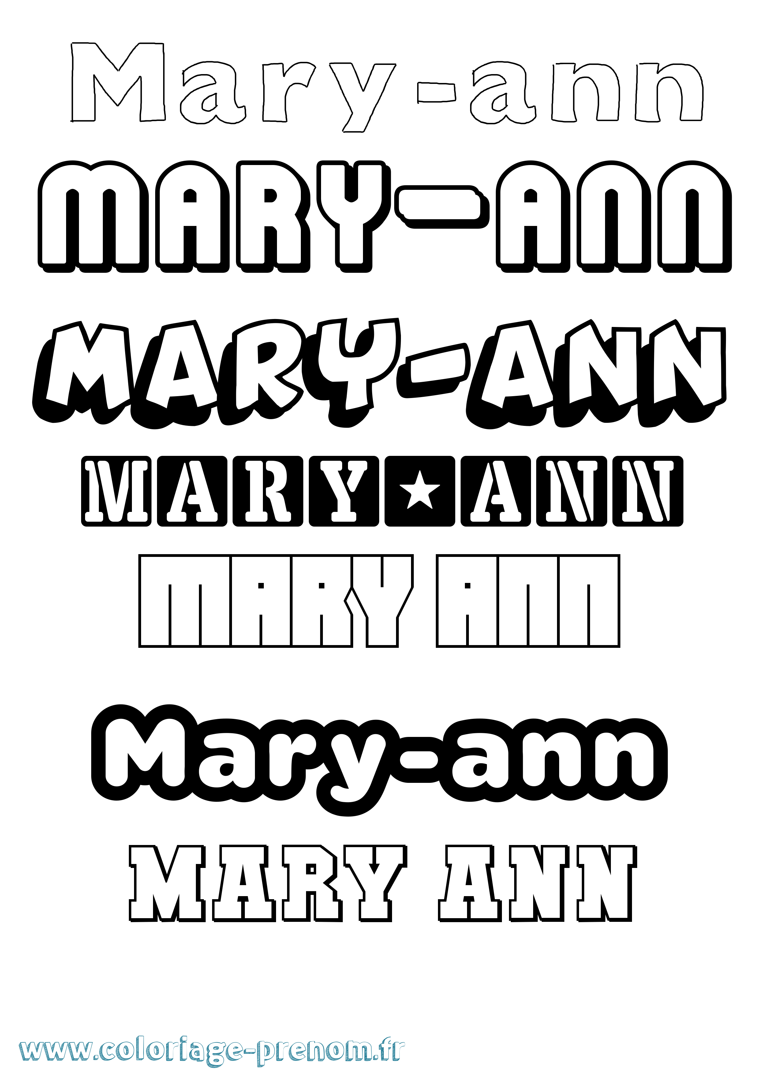 Coloriage prénom Mary-Ann Simple