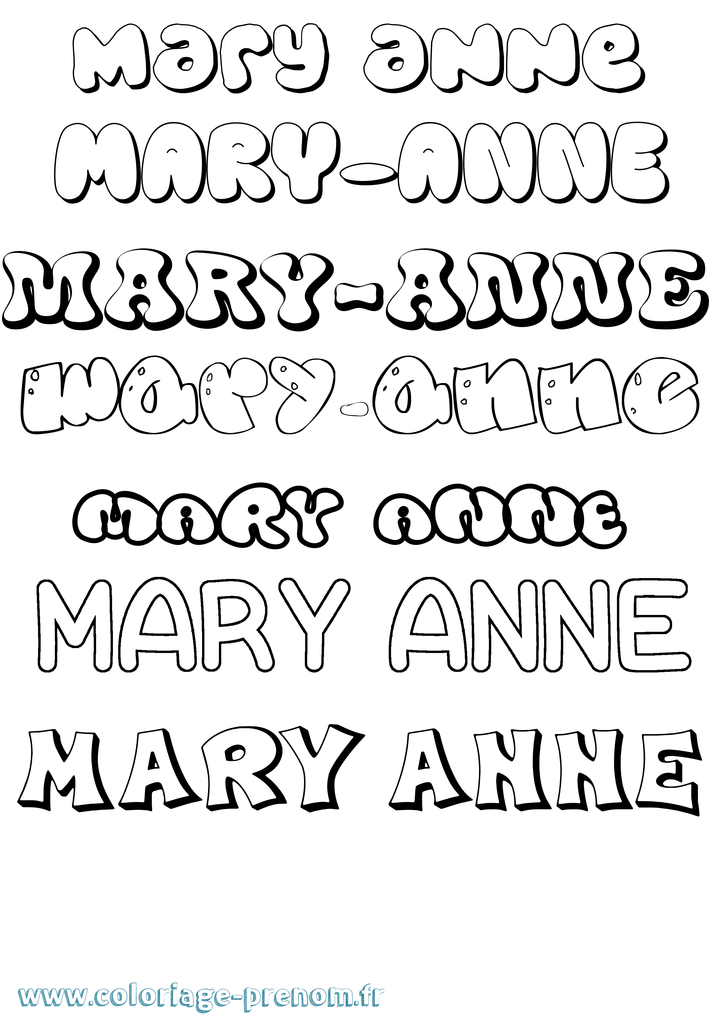 Coloriage prénom Mary-Anne Bubble