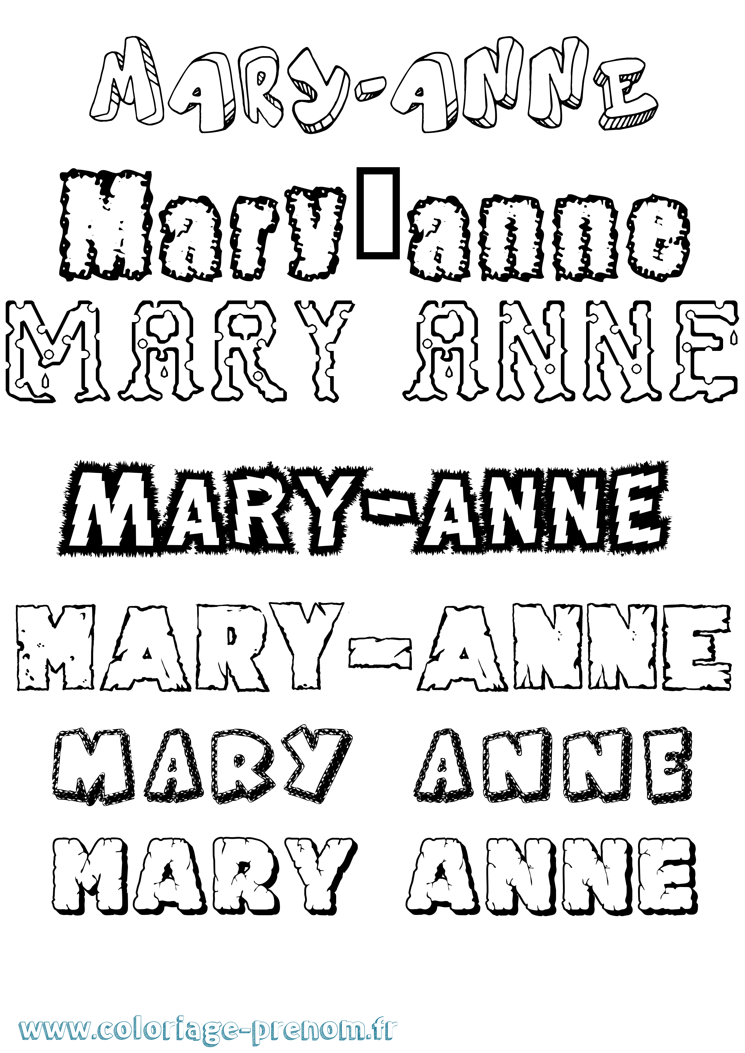Coloriage prénom Mary-Anne Destructuré
