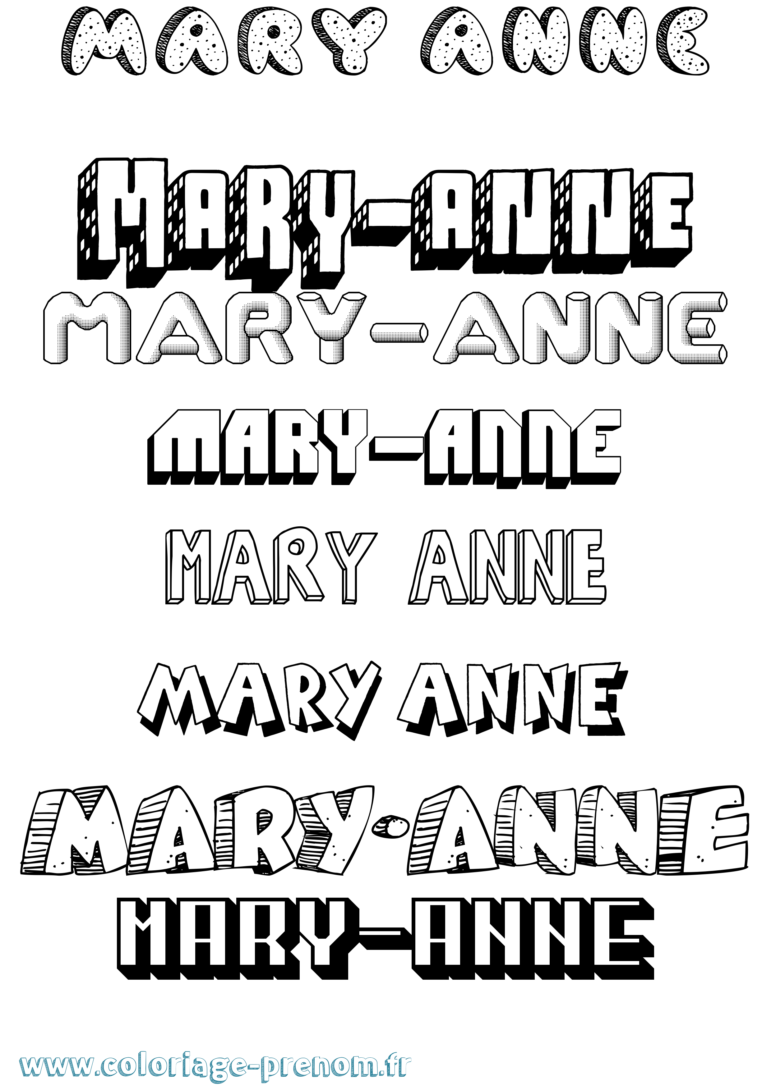 Coloriage prénom Mary-Anne Effet 3D