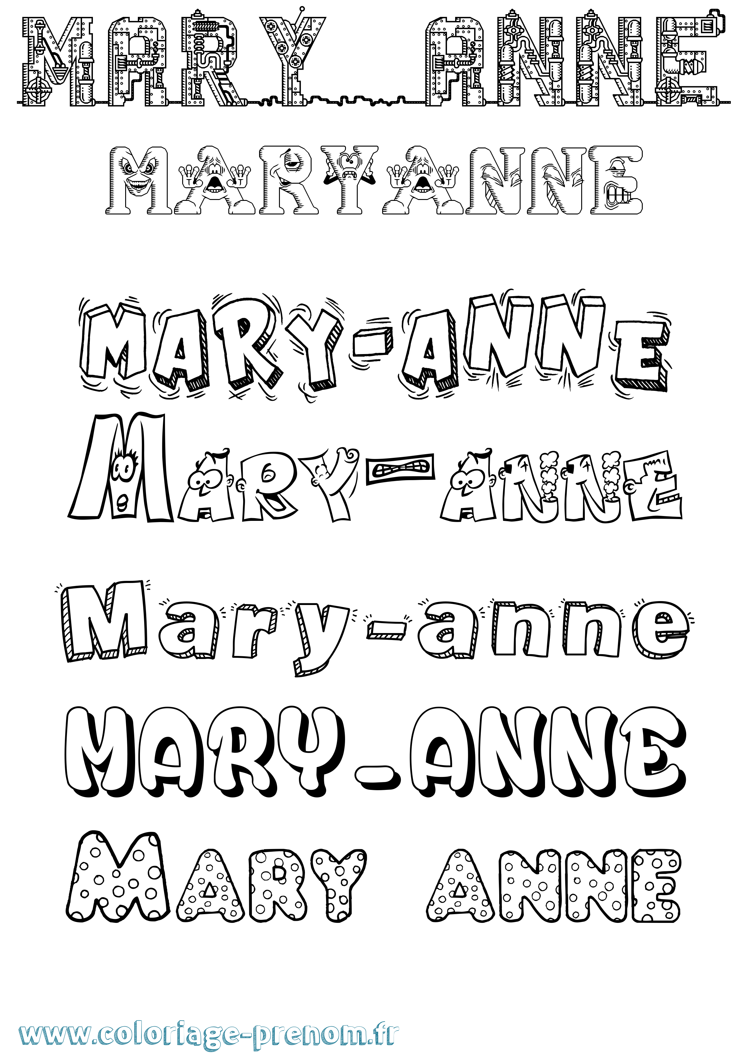 Coloriage prénom Mary-Anne Fun