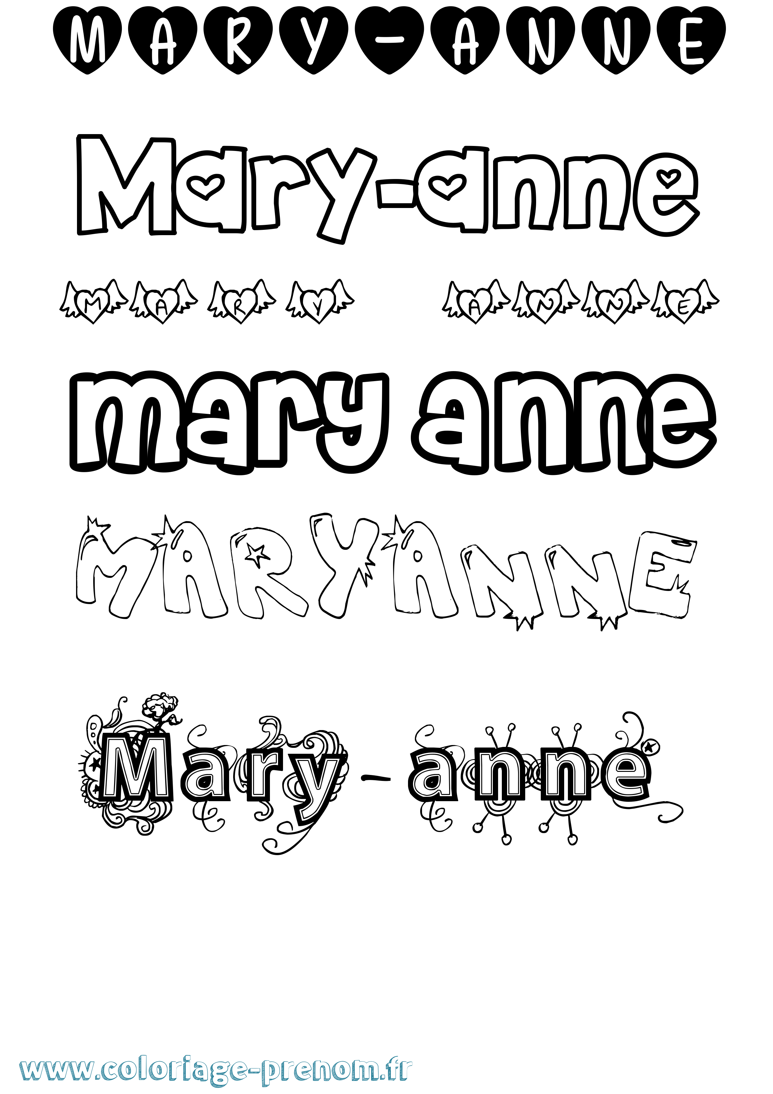 Coloriage prénom Mary-Anne Girly