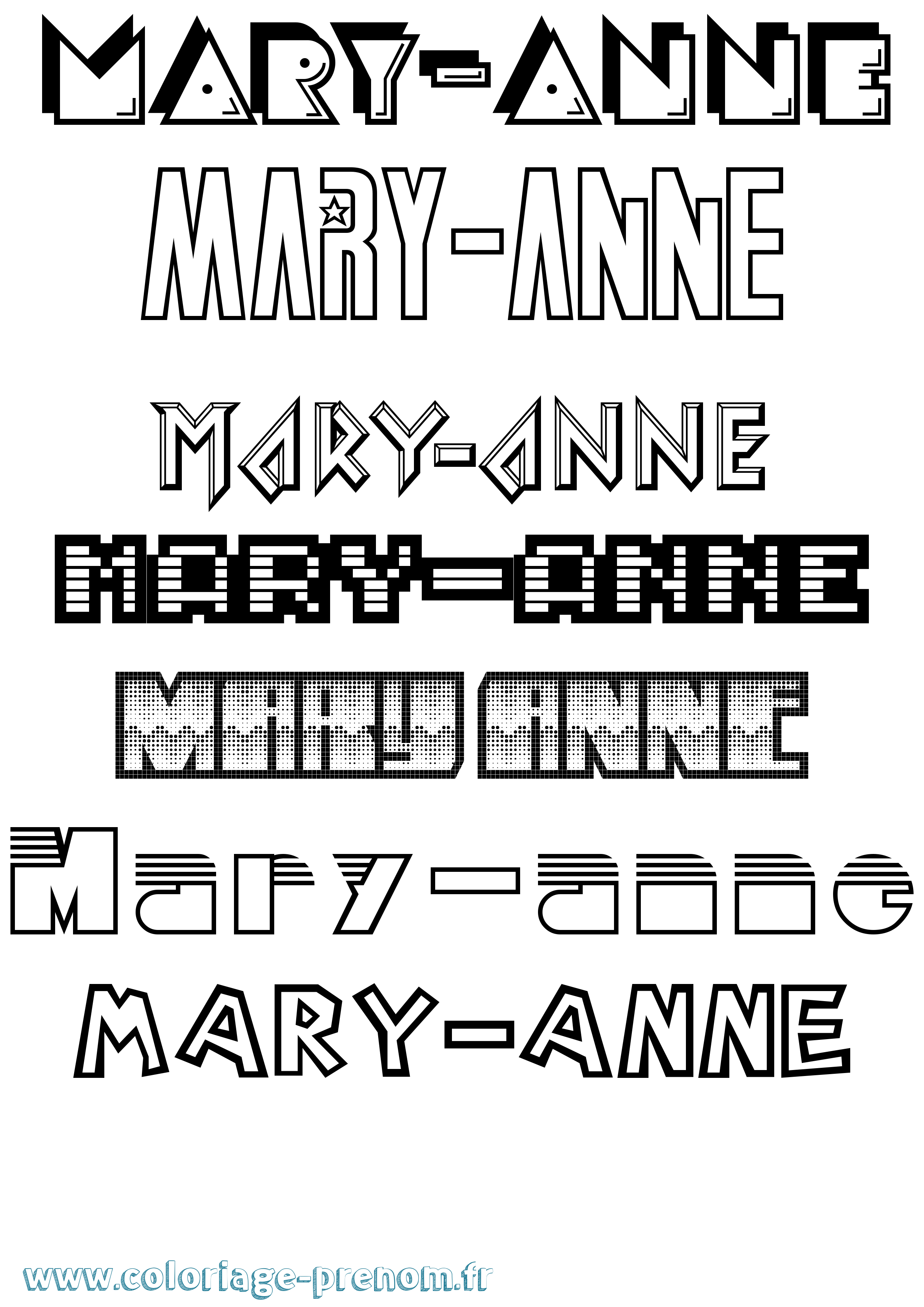 Coloriage prénom Mary-Anne Jeux Vidéos