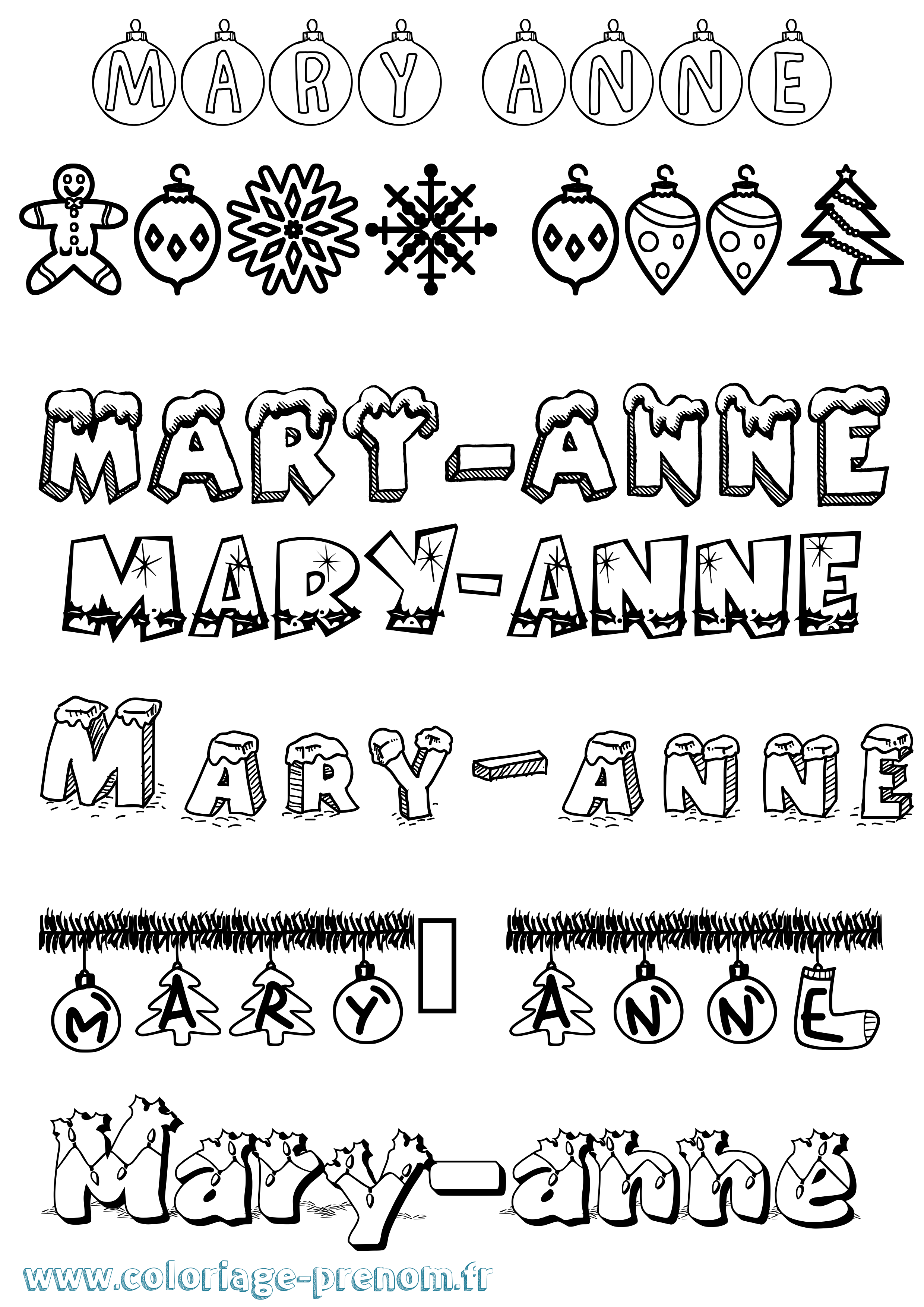 Coloriage prénom Mary-Anne Noël