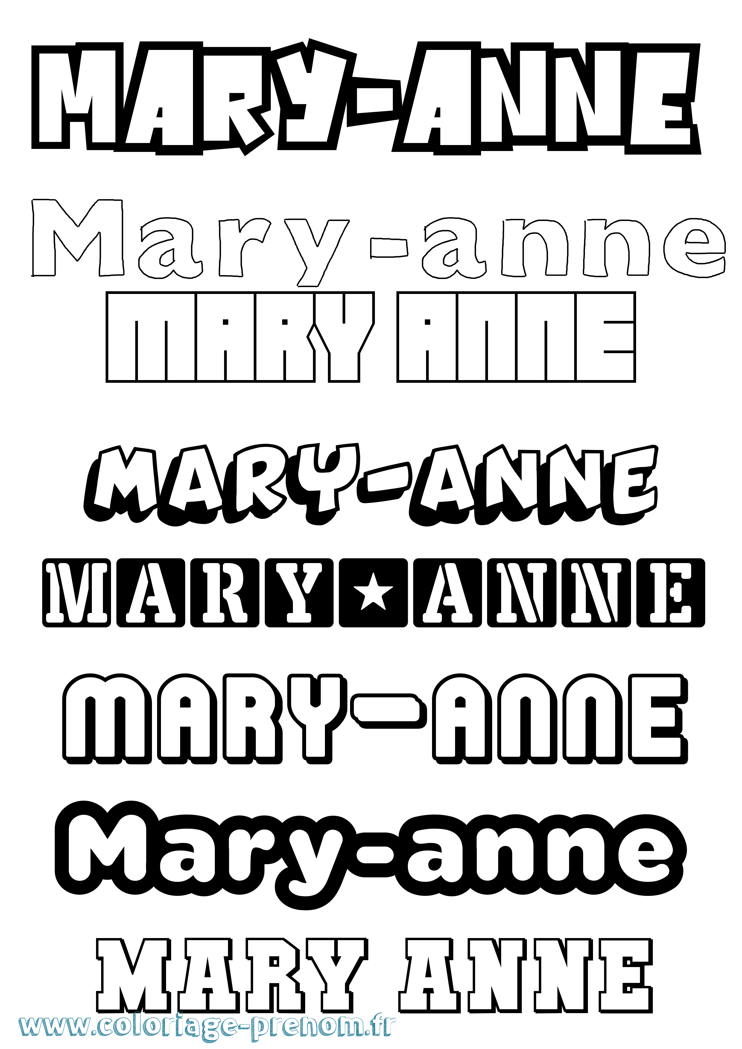 Coloriage prénom Mary-Anne Simple