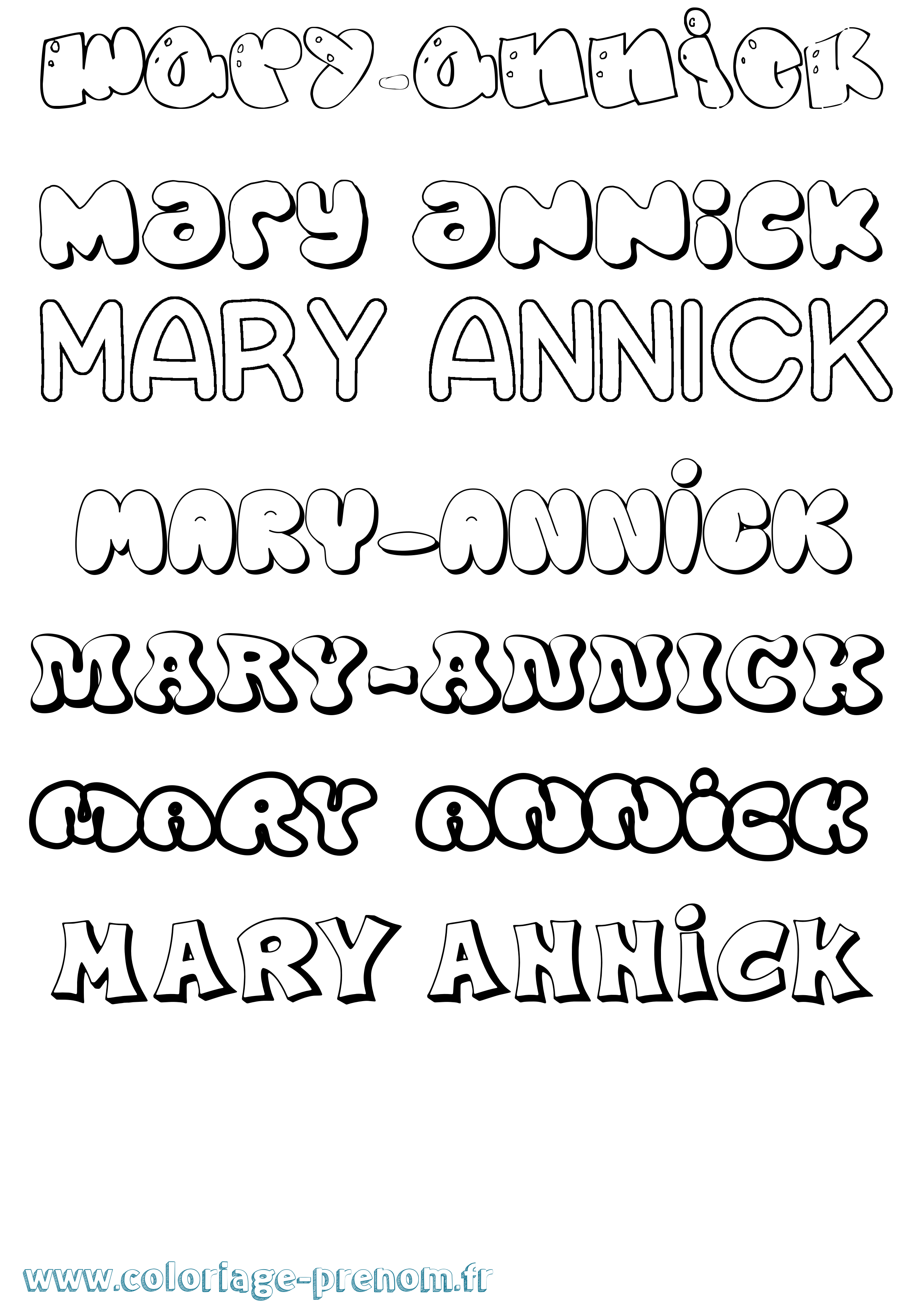 Coloriage prénom Mary-Annick Bubble