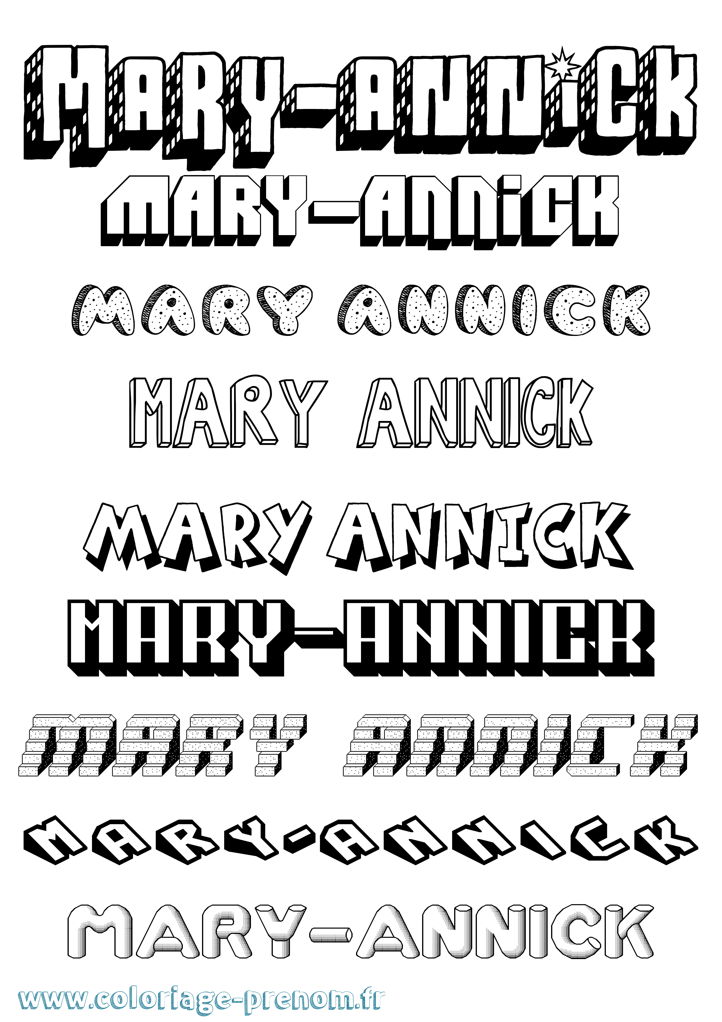 Coloriage prénom Mary-Annick Effet 3D