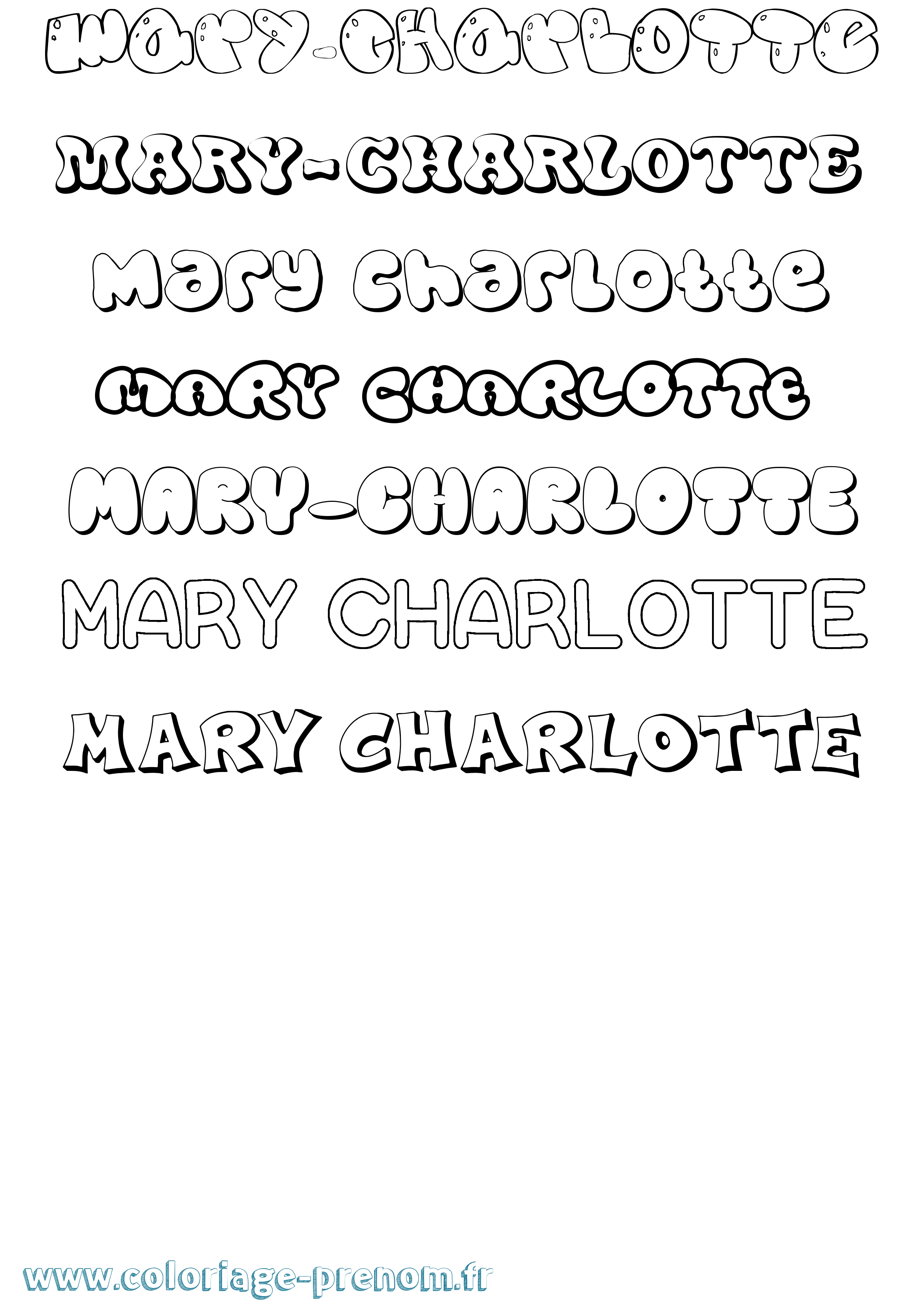 Coloriage prénom Mary-Charlotte Bubble