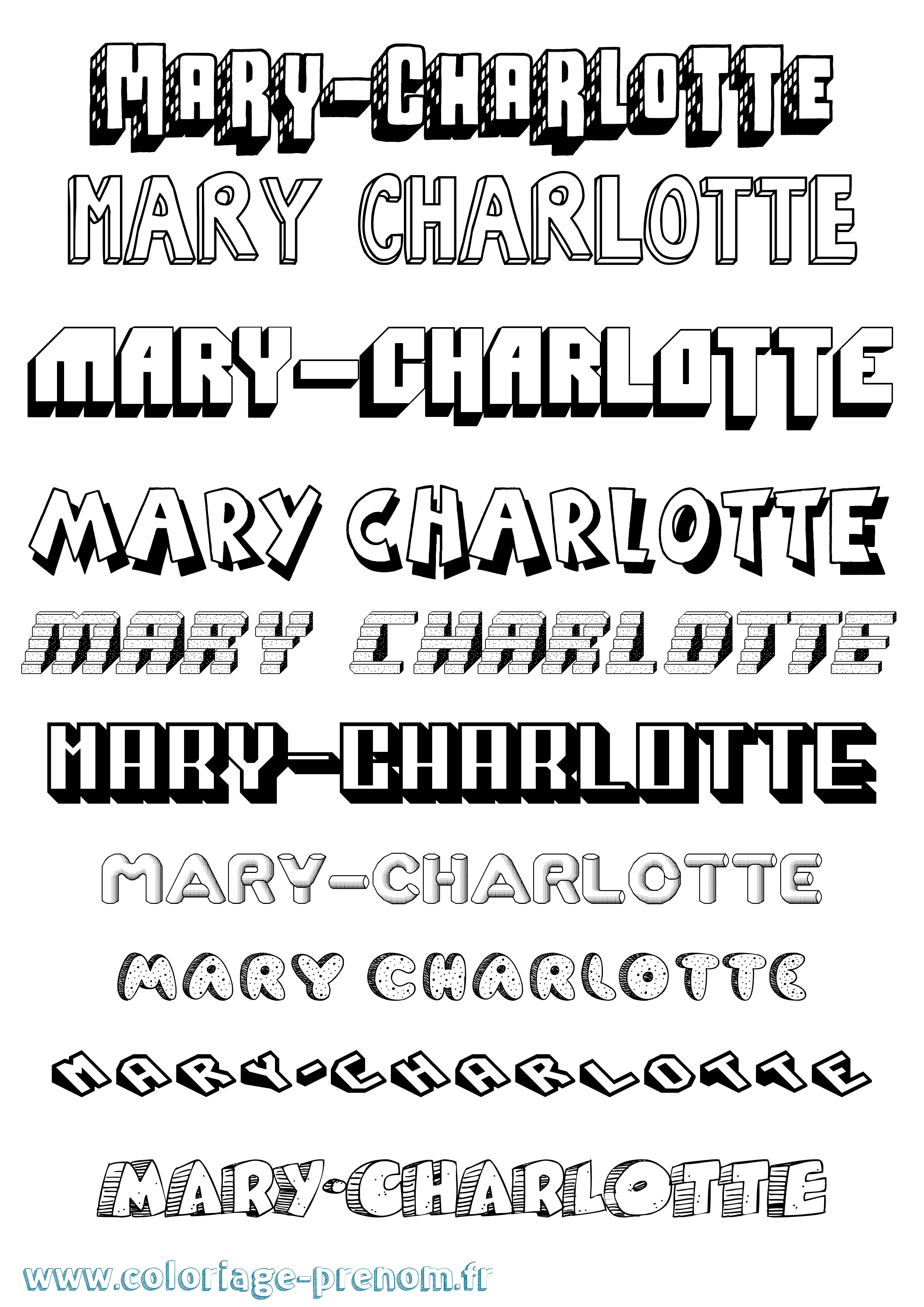 Coloriage prénom Mary-Charlotte Effet 3D