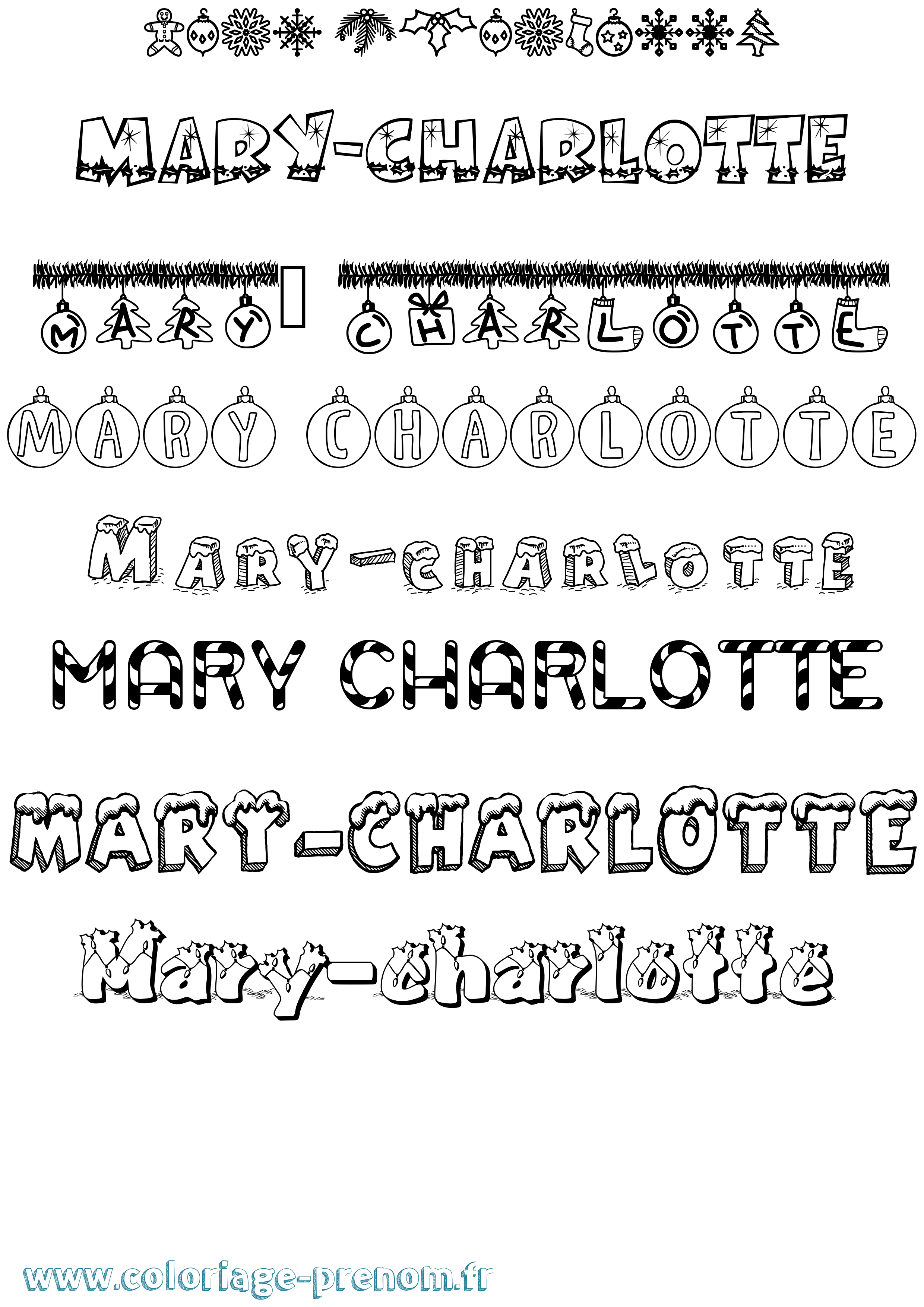 Coloriage prénom Mary-Charlotte Noël