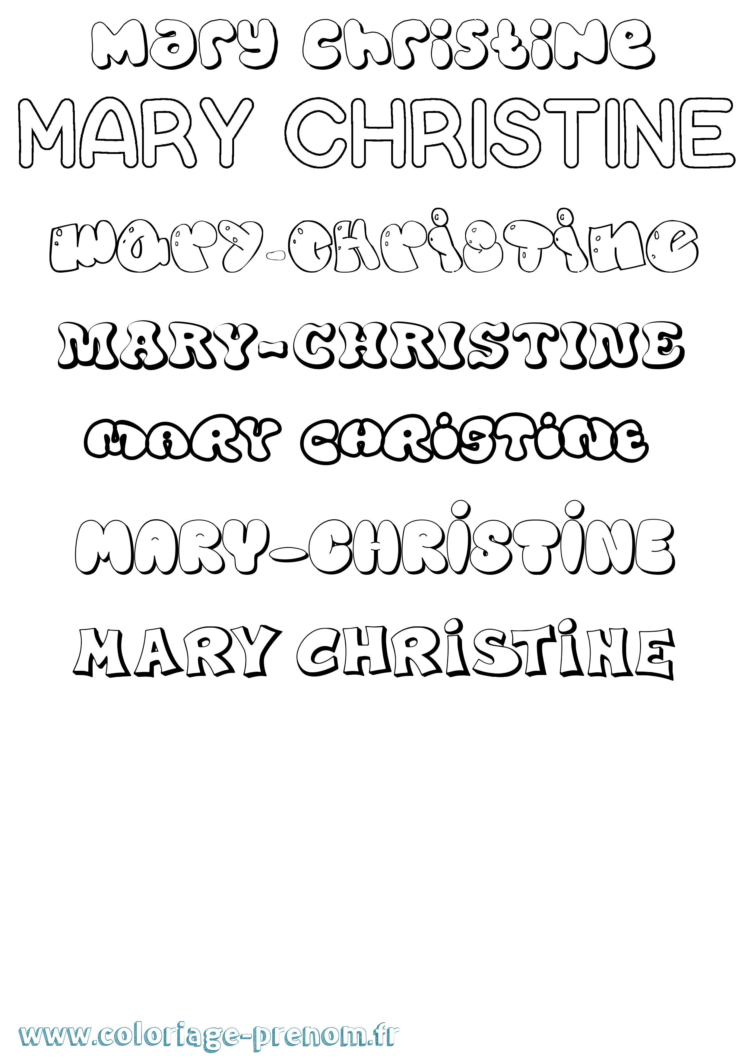 Coloriage prénom Mary-Christine Bubble