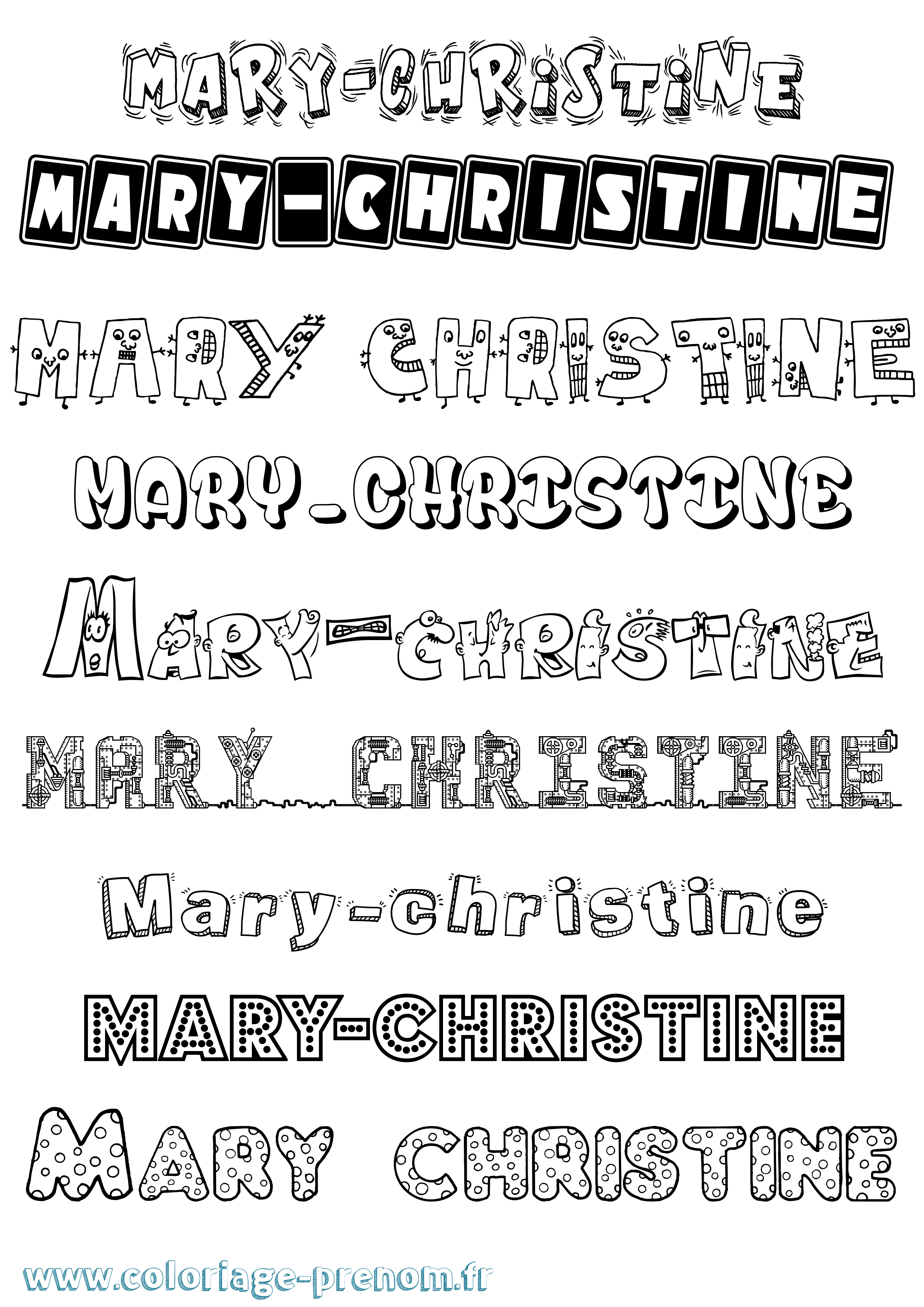 Coloriage prénom Mary-Christine Fun