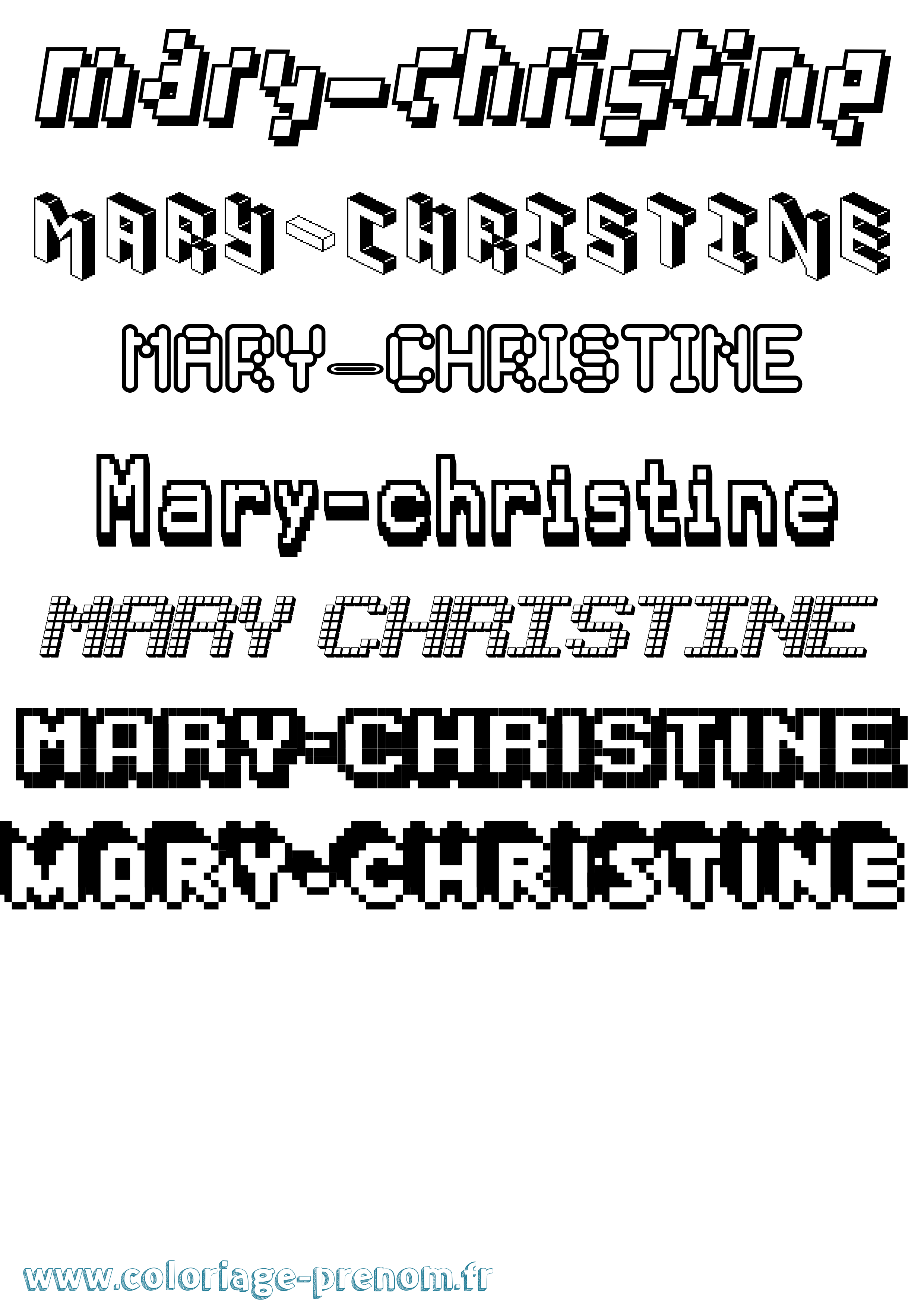 Coloriage prénom Mary-Christine Pixel