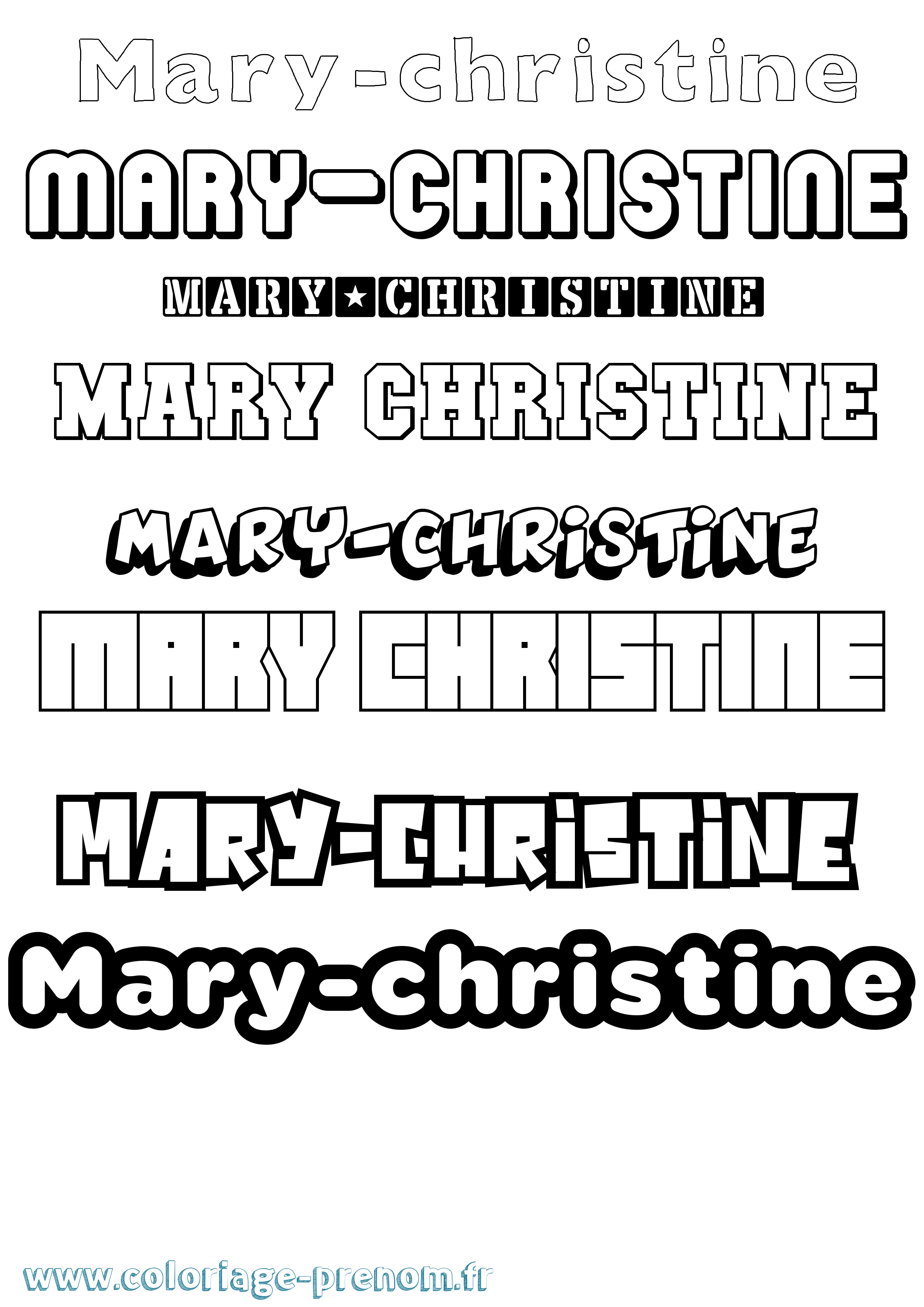 Coloriage prénom Mary-Christine Simple