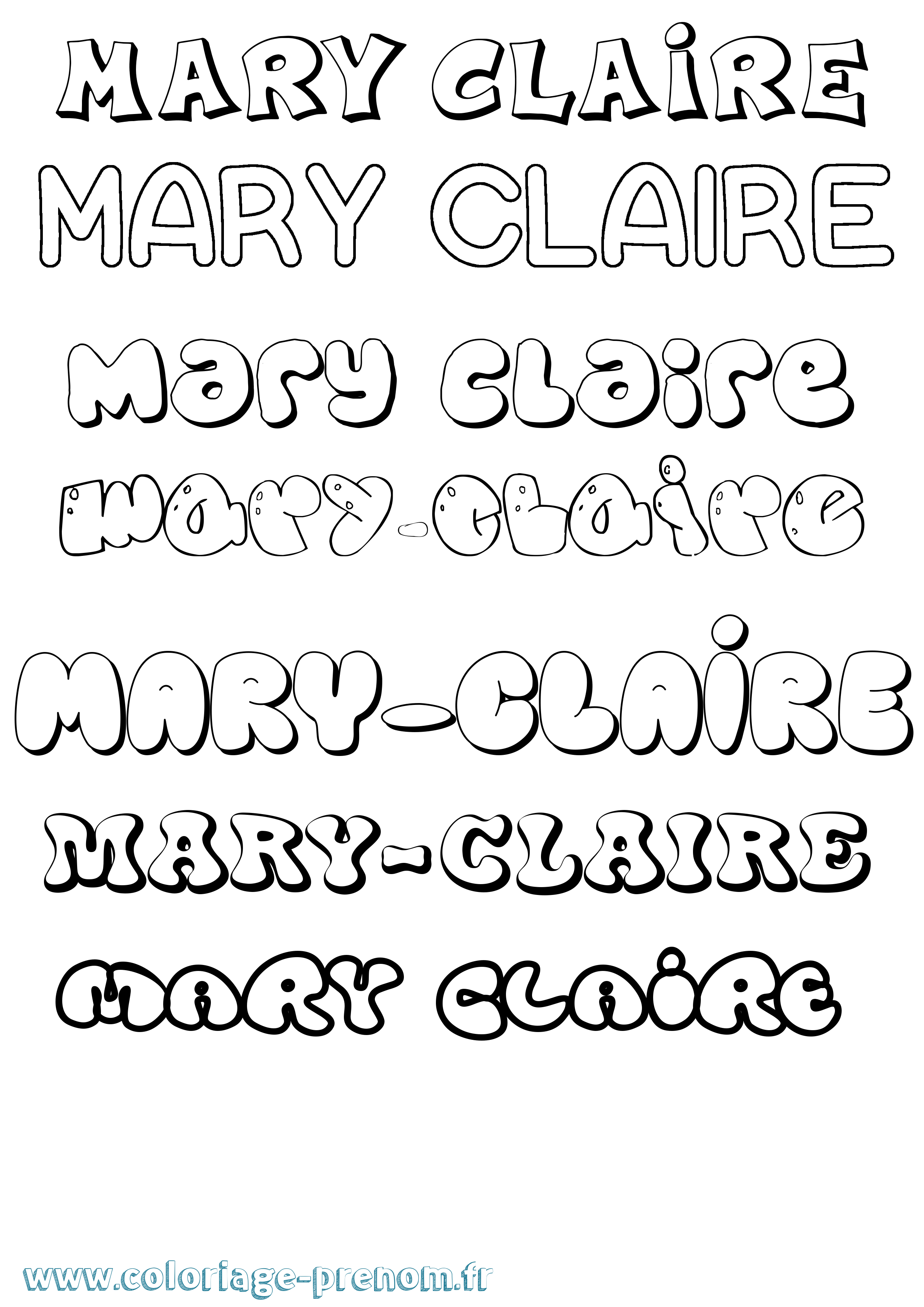 Coloriage prénom Mary-Claire Bubble