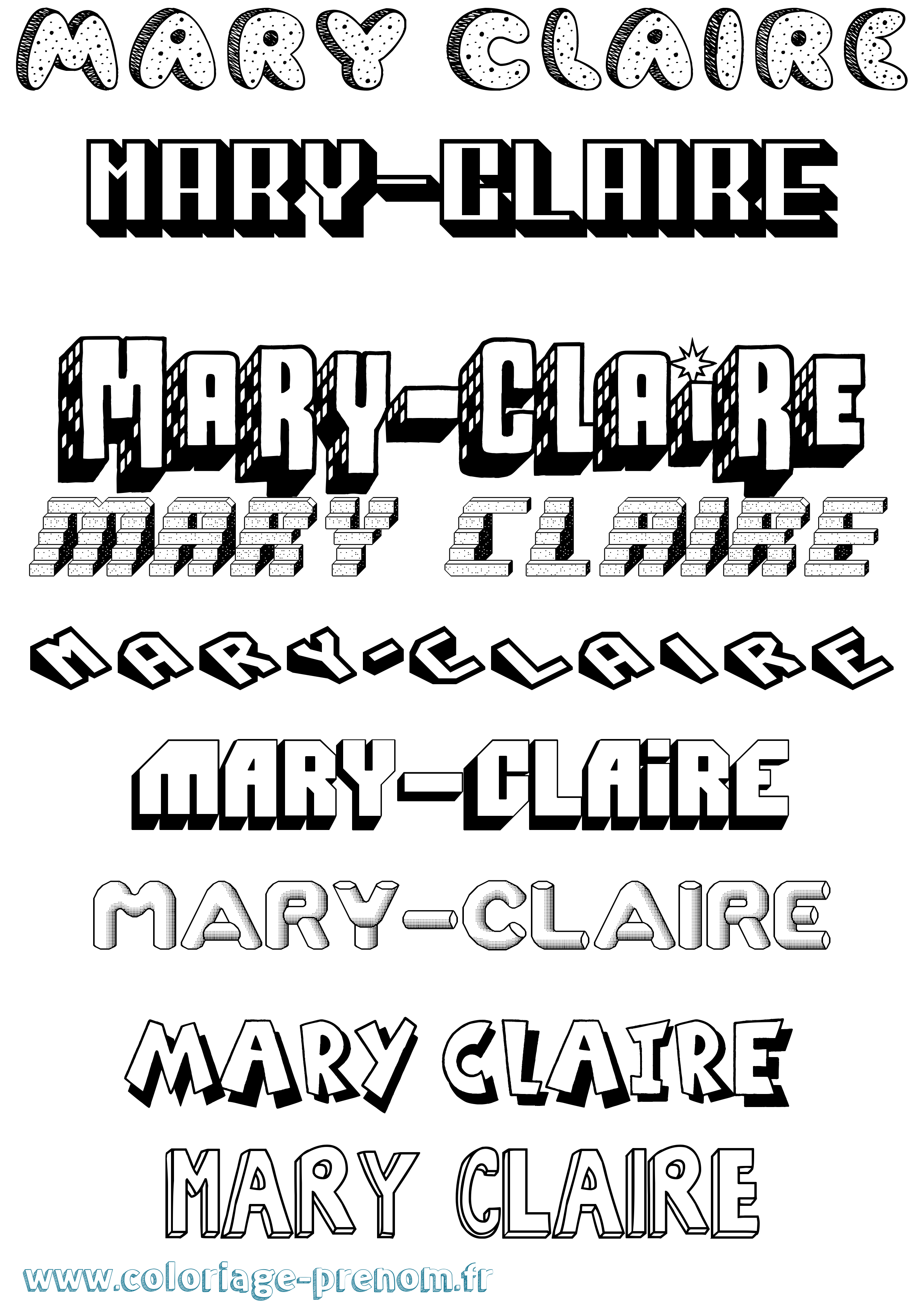Coloriage prénom Mary-Claire Effet 3D