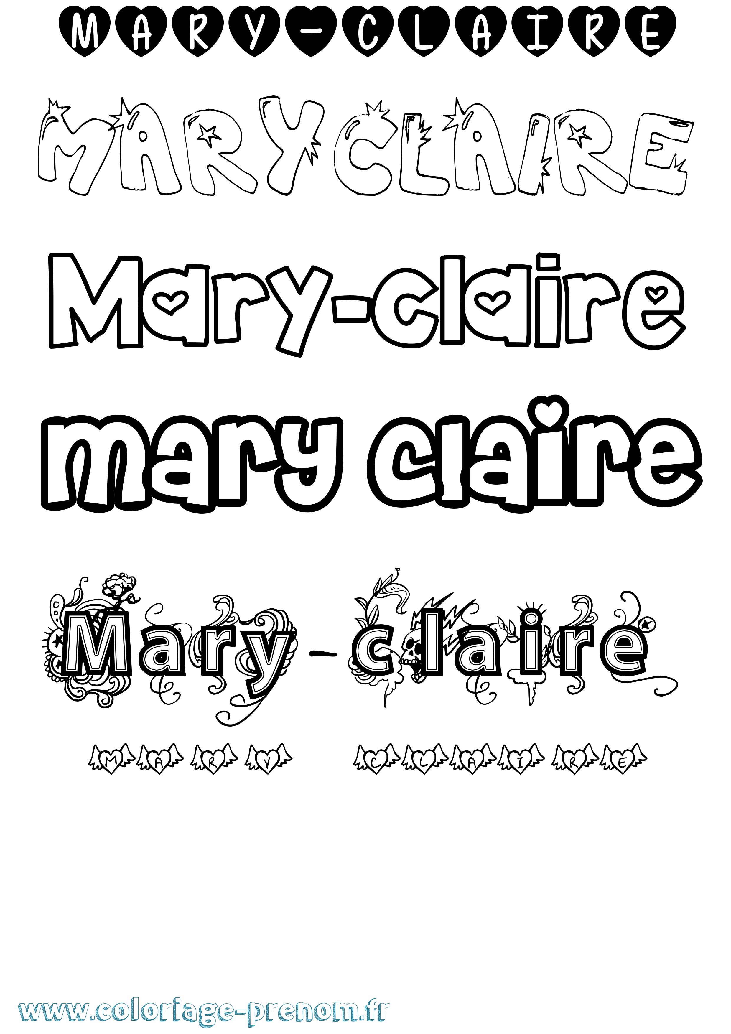 Coloriage prénom Mary-Claire Girly