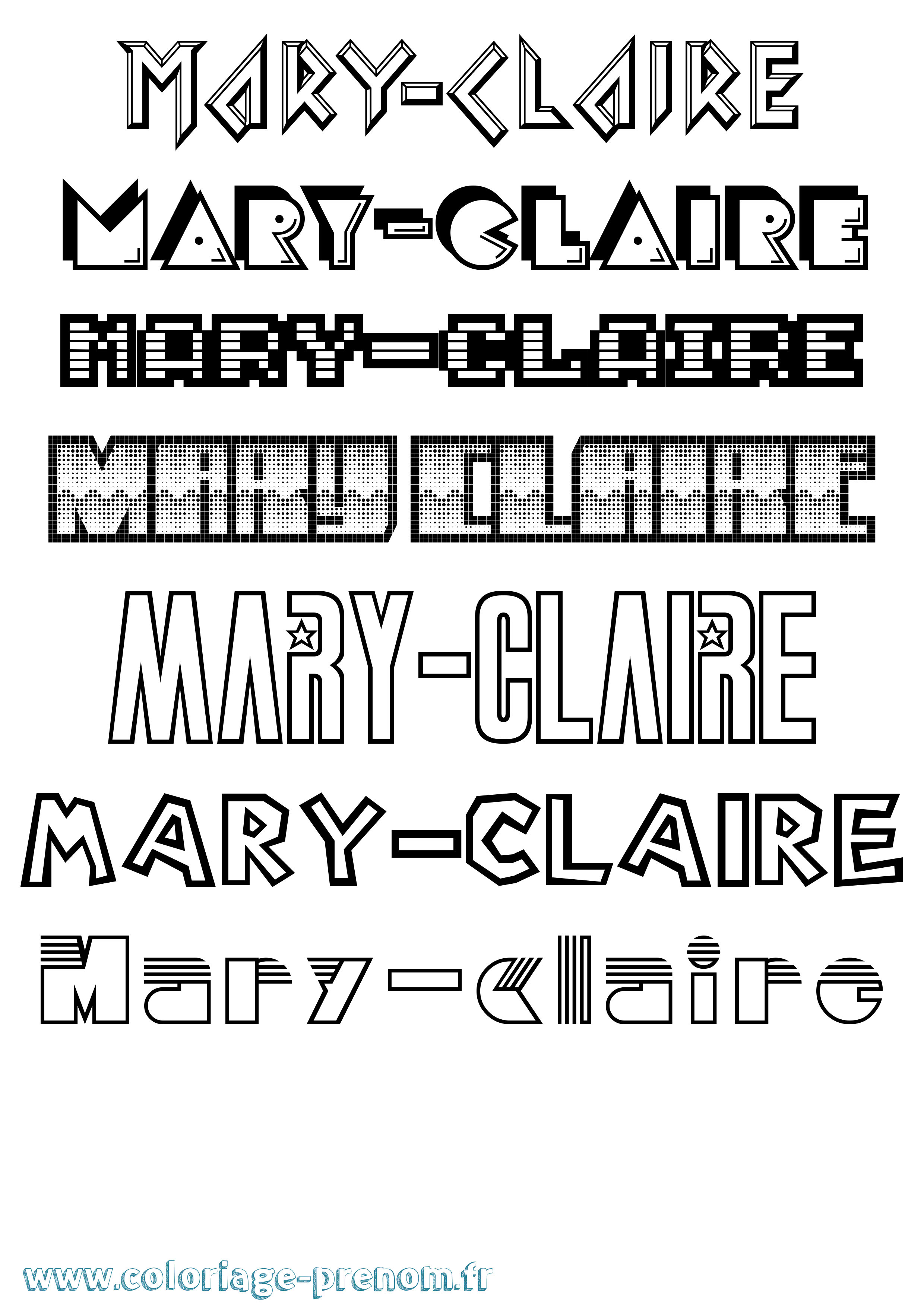 Coloriage prénom Mary-Claire Jeux Vidéos