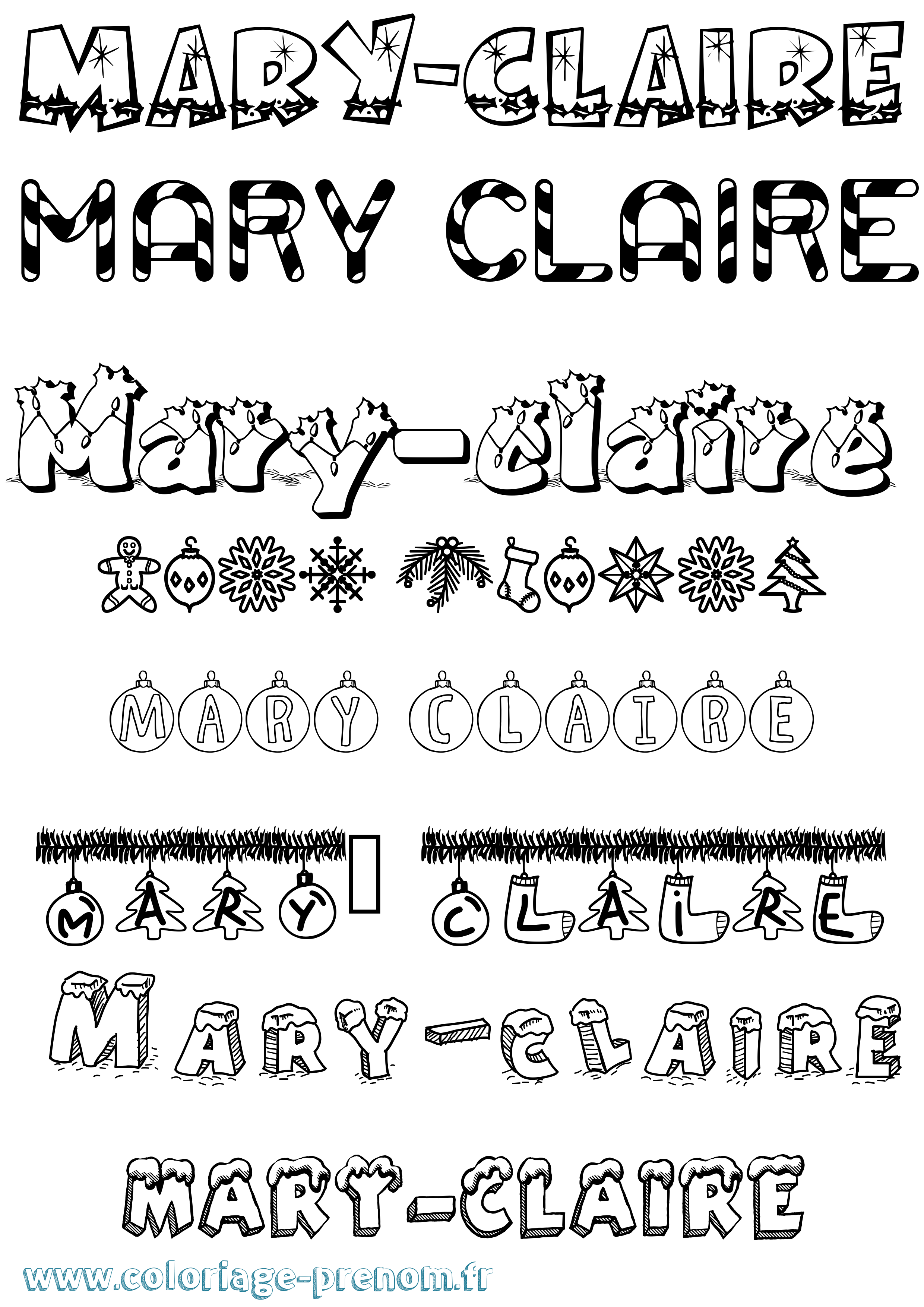 Coloriage prénom Mary-Claire Noël