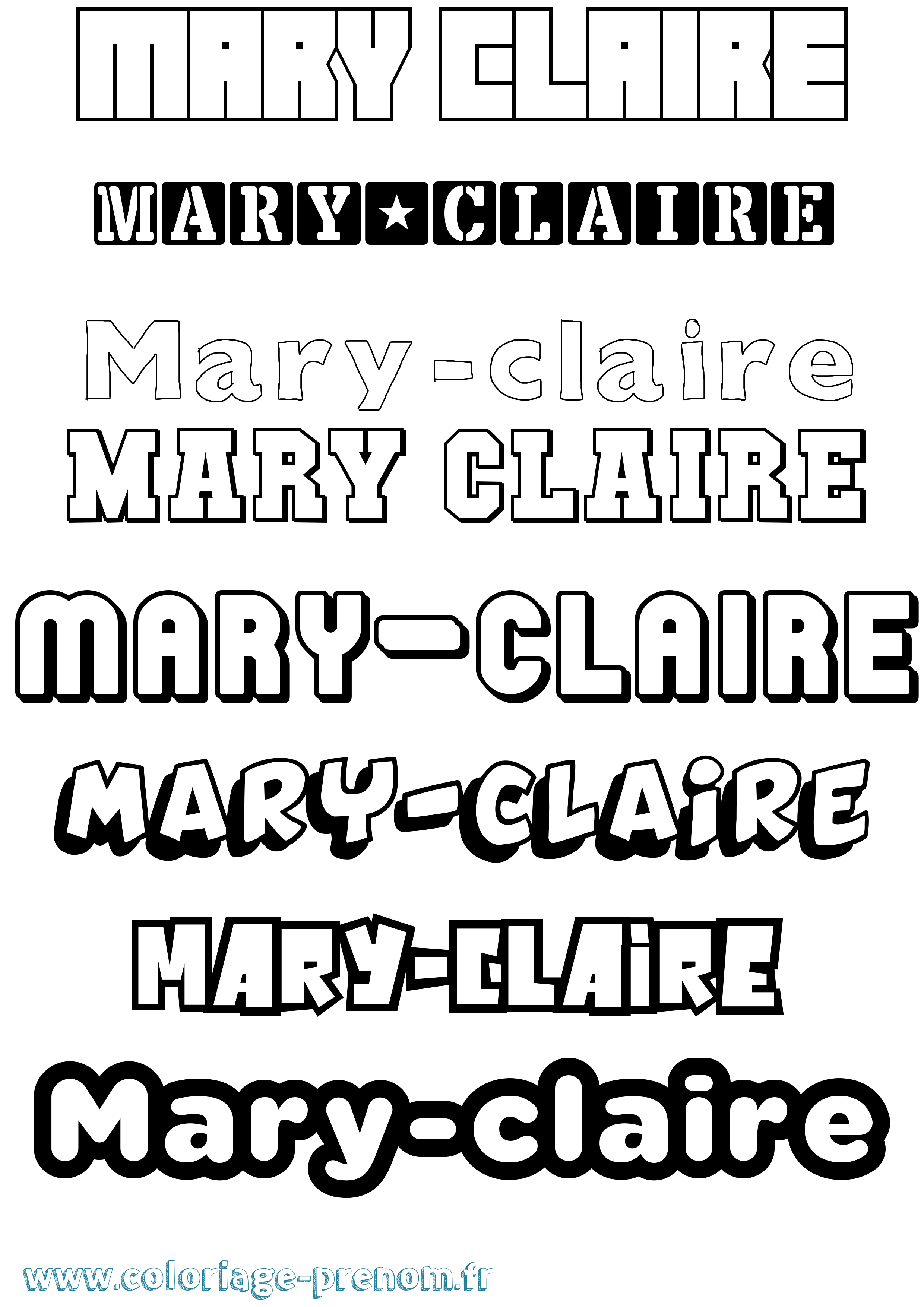 Coloriage prénom Mary-Claire Simple