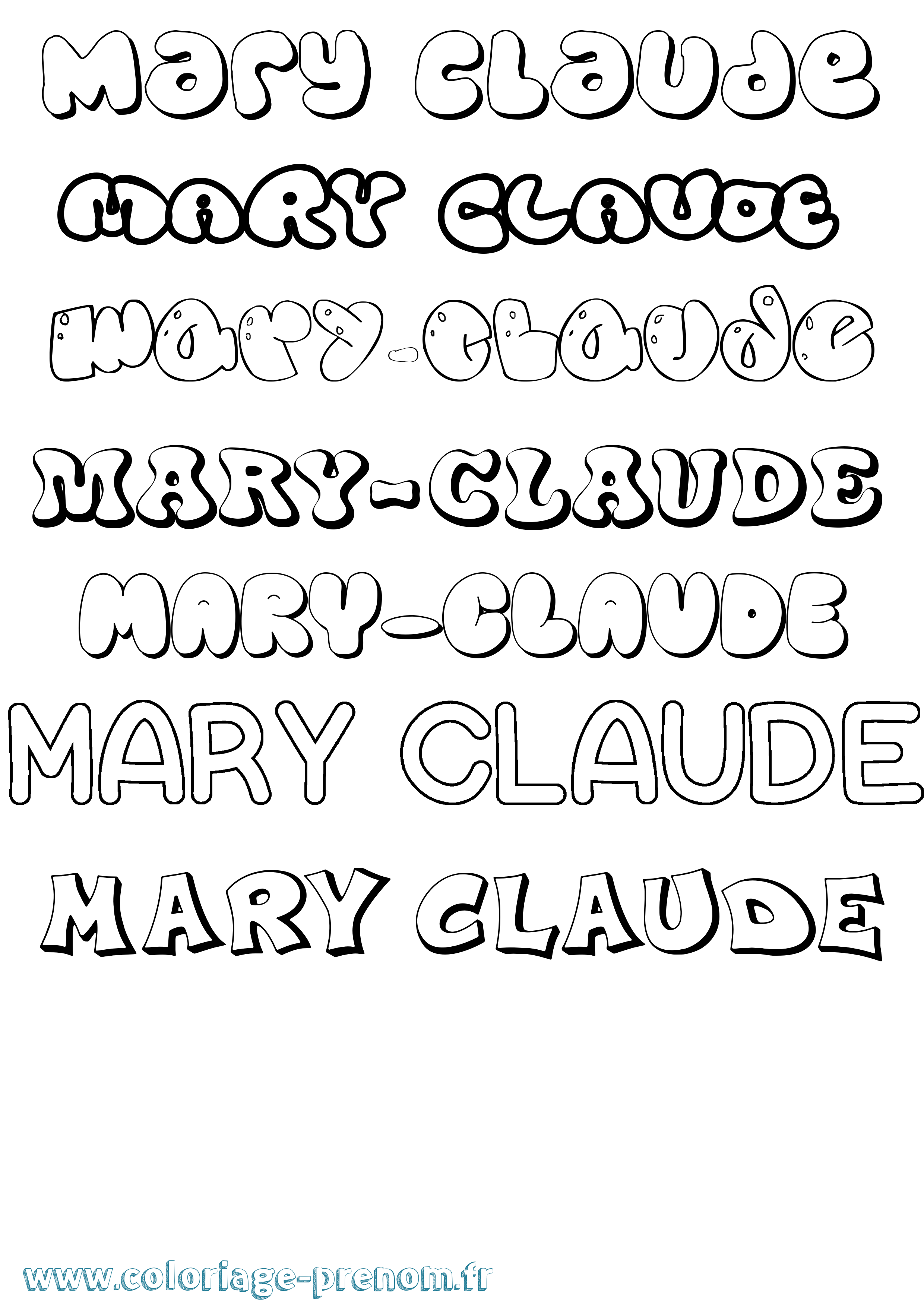 Coloriage prénom Mary-Claude Bubble