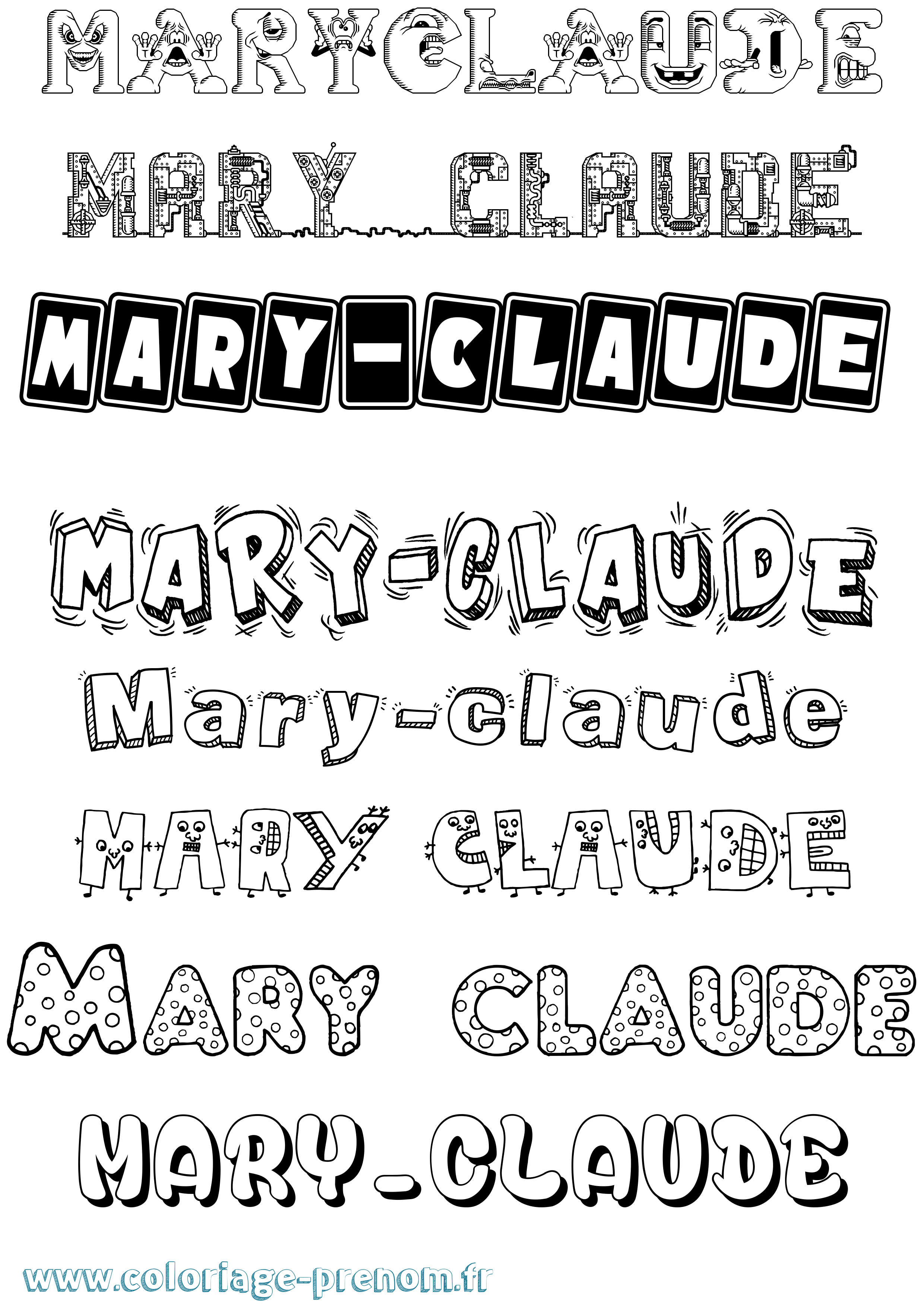 Coloriage prénom Mary-Claude Fun