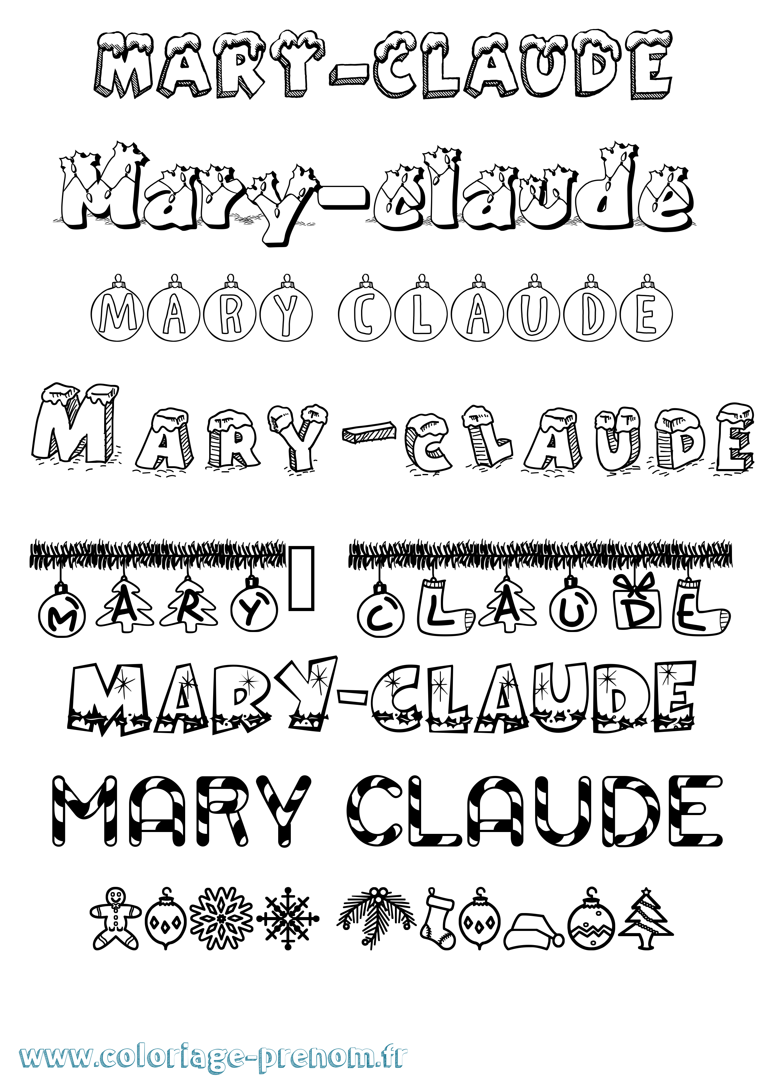 Coloriage prénom Mary-Claude Noël