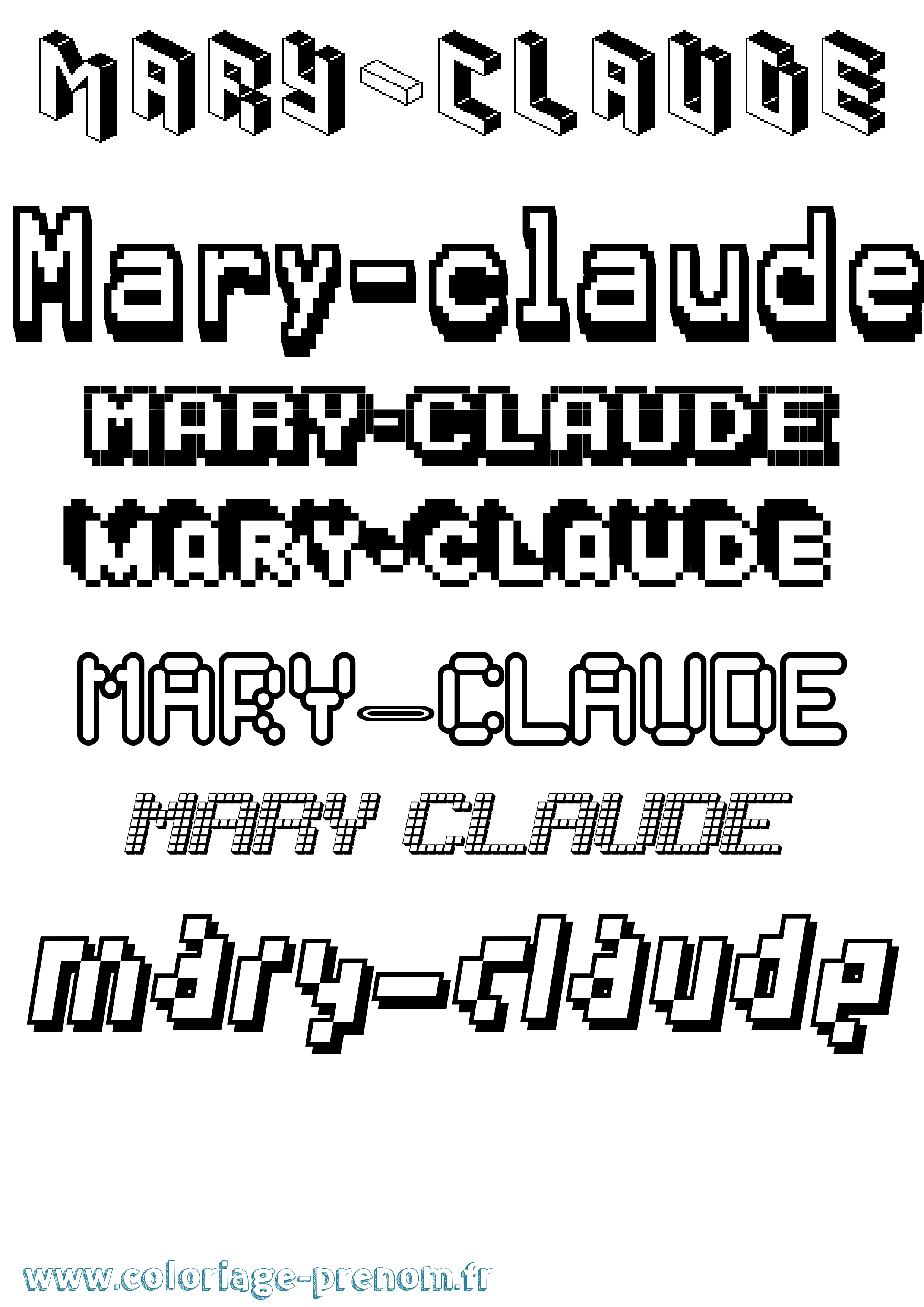 Coloriage prénom Mary-Claude Pixel