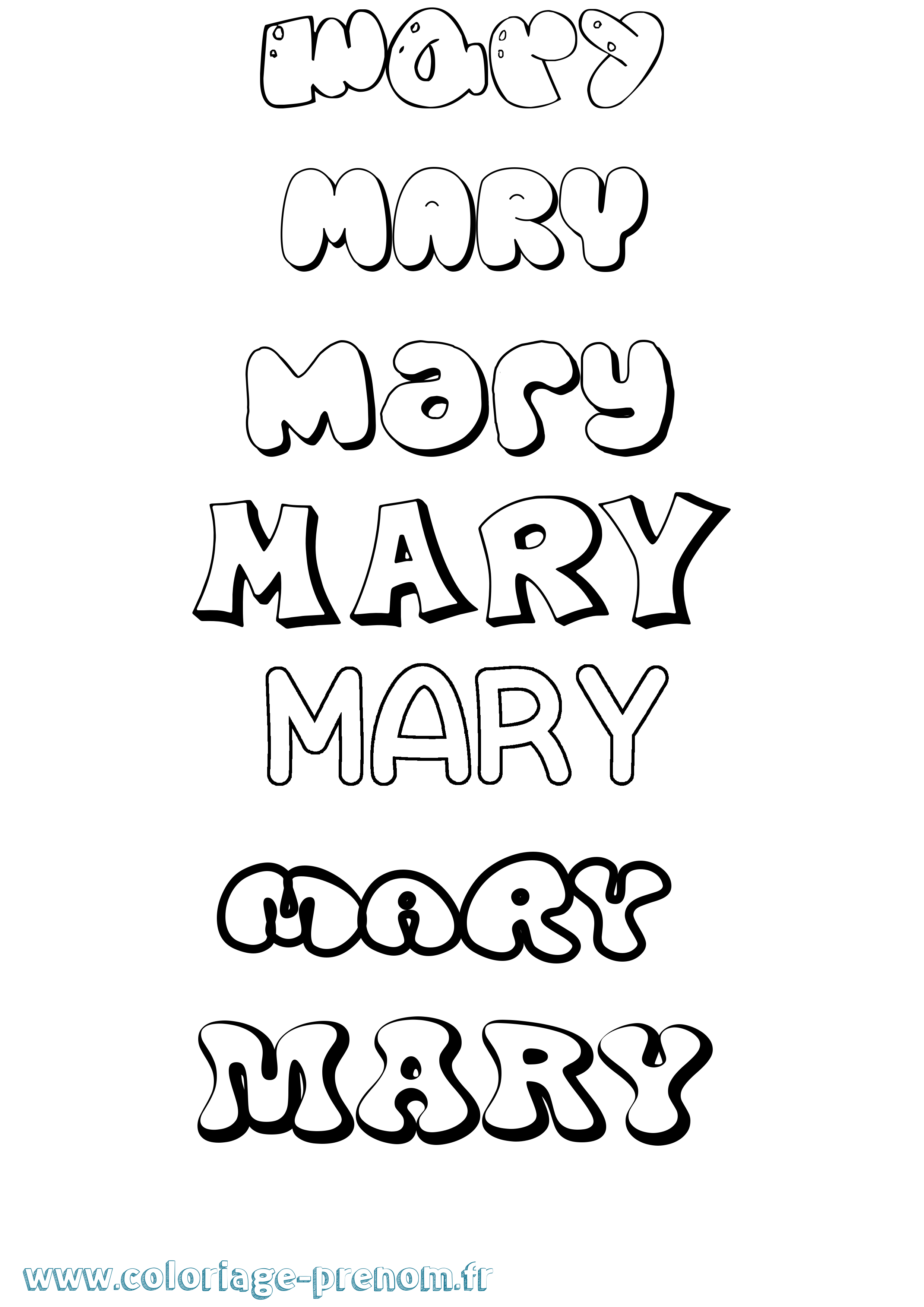 Coloriage prénom Mary Bubble