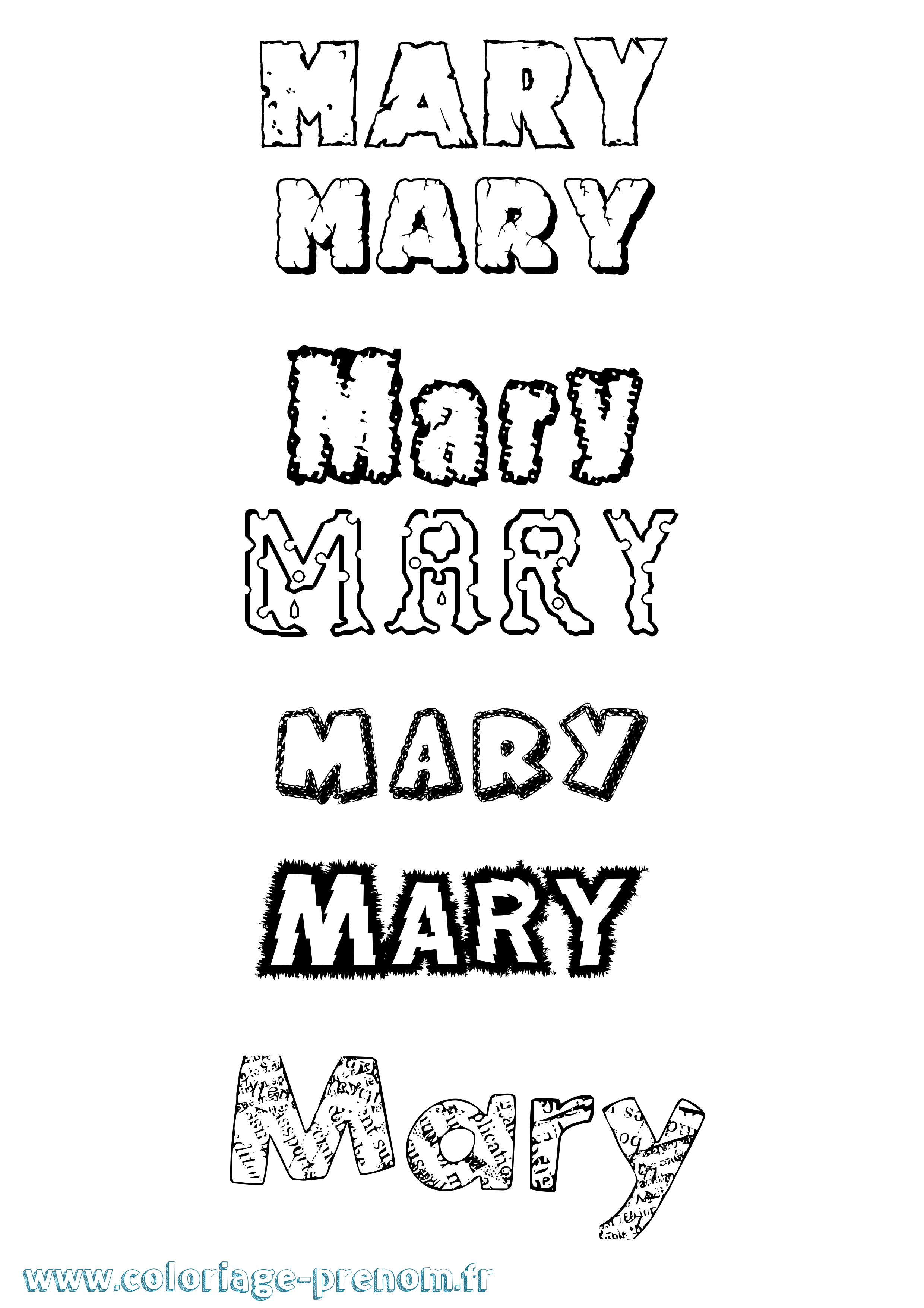 Coloriage Mary Destructuré Coloriage prénom Mary Destructuré