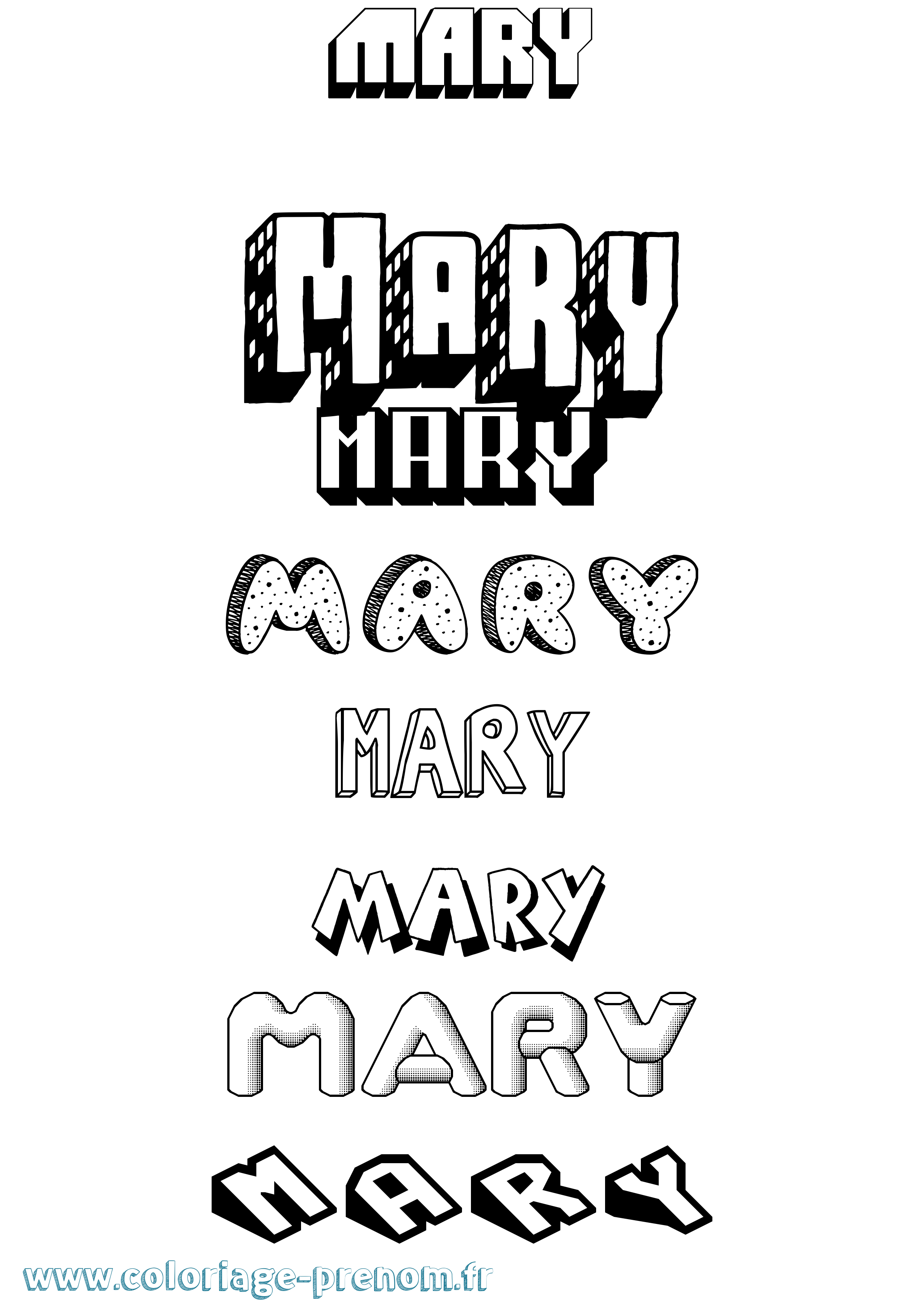 Coloriage Mary Effet 3D Coloriage prénom Mary Effet 3D