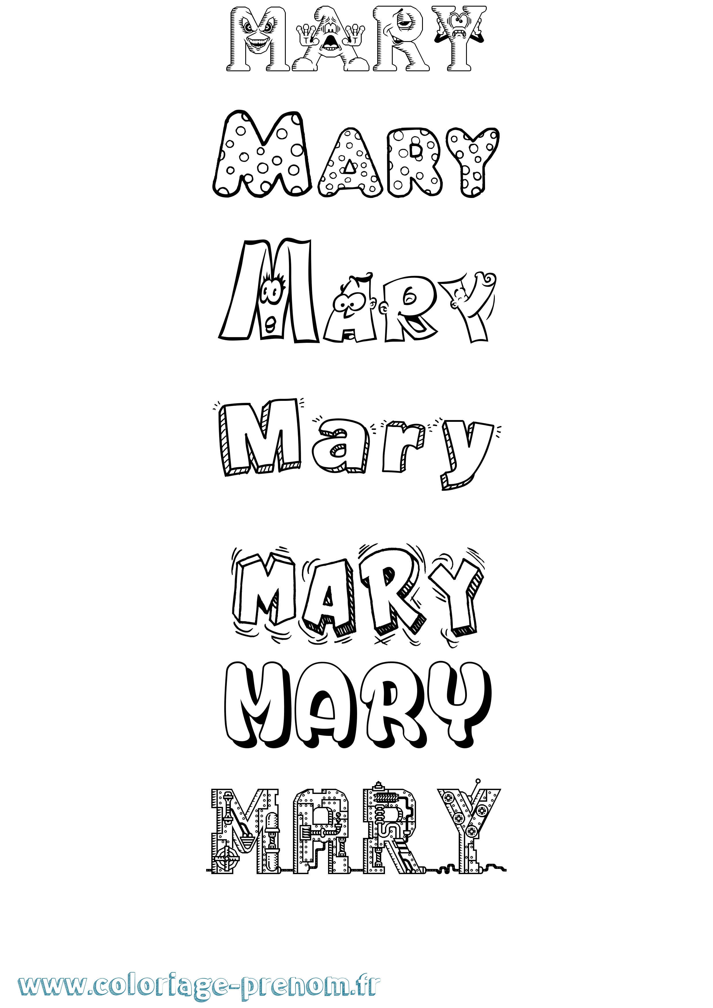 Coloriage prénom Mary Fun