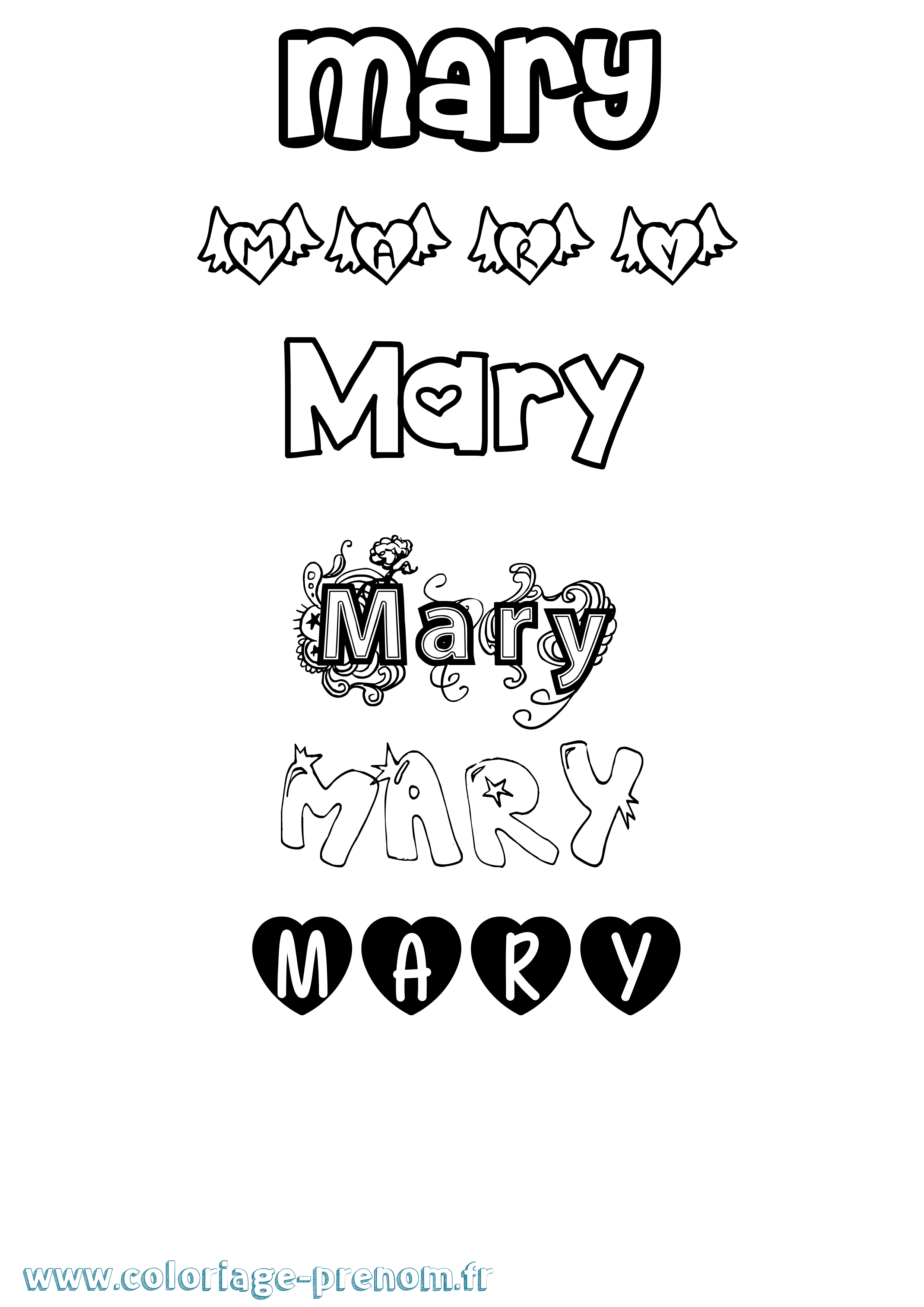 Coloriage prénom Mary Girly