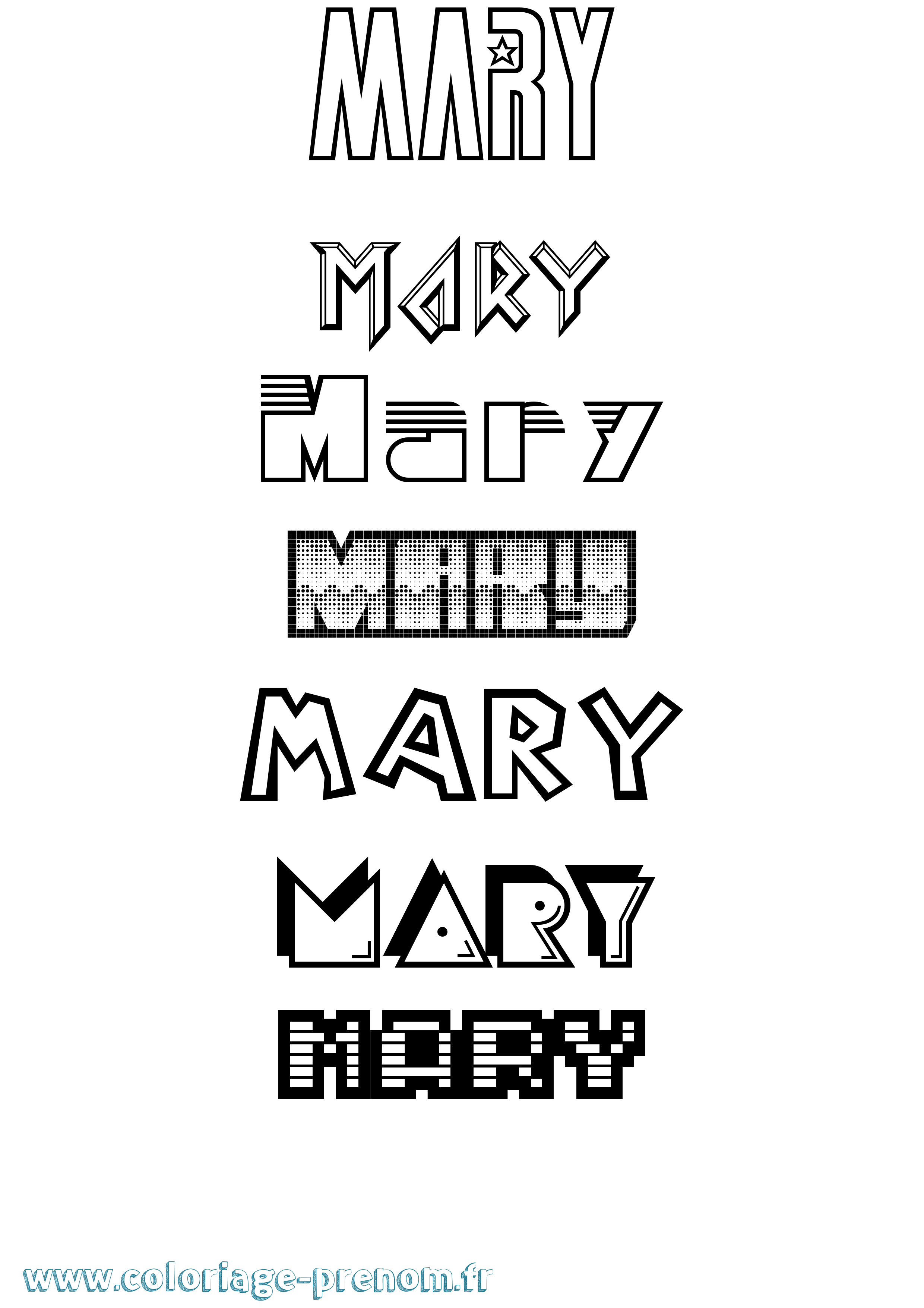 Coloriage prénom Mary Jeux Vidéos