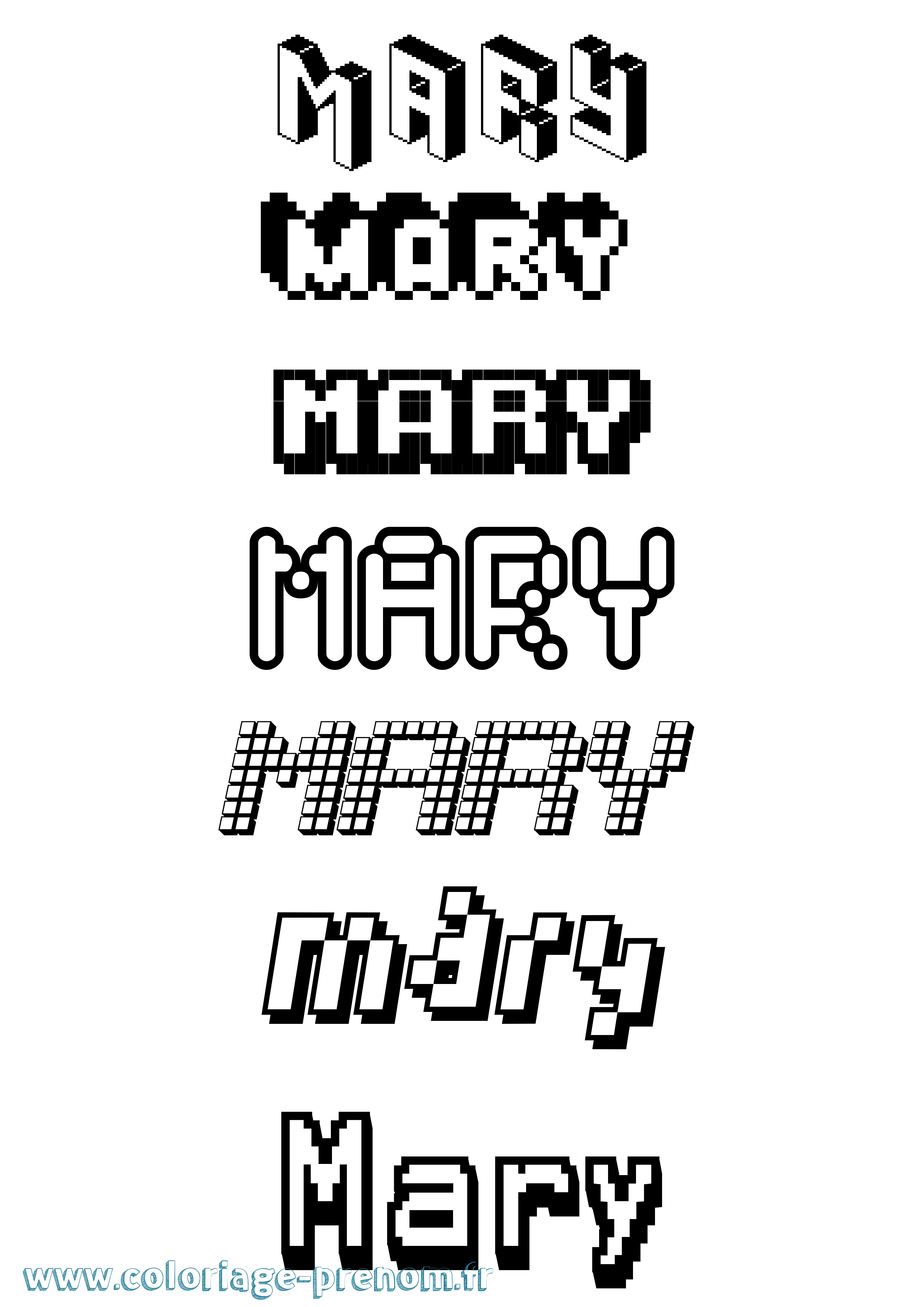 Coloriage prénom Mary Pixel