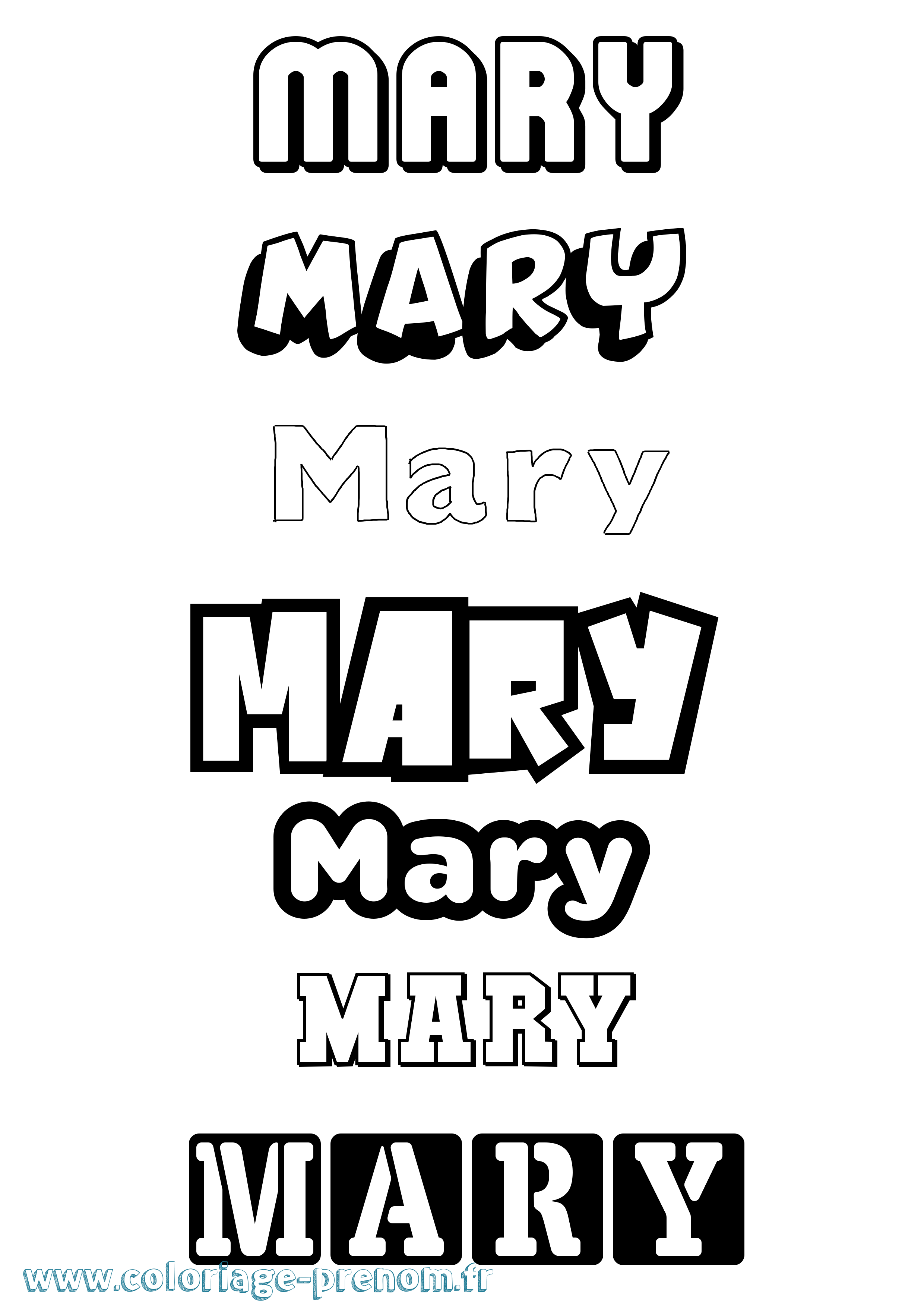 Coloriage prénom Mary Simple