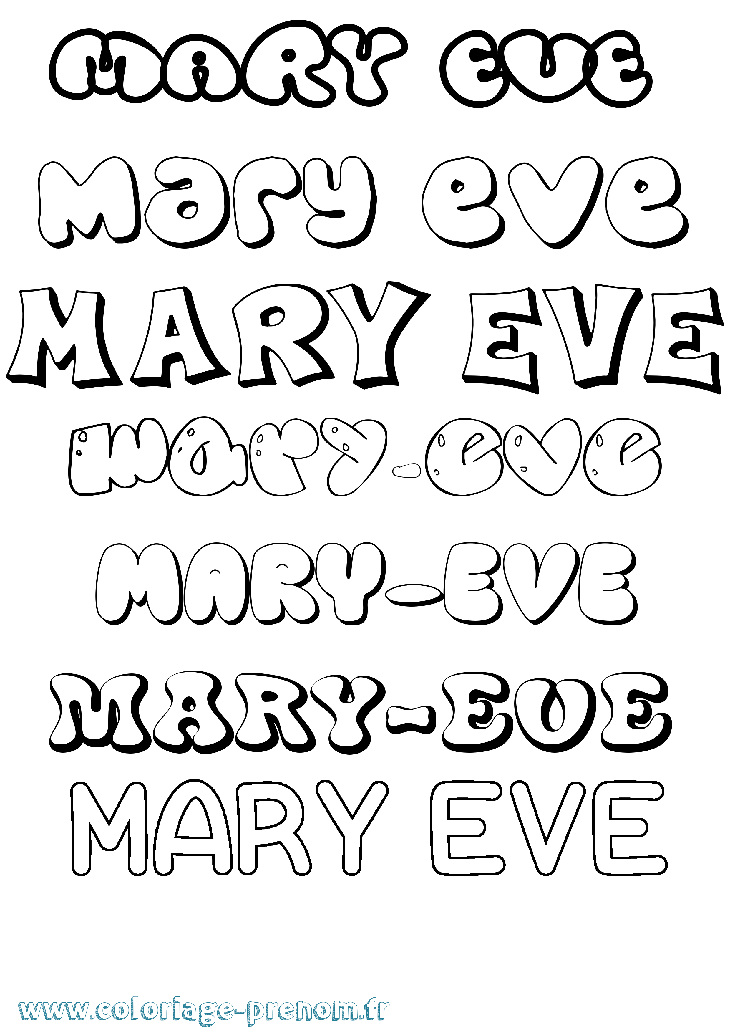 Coloriage prénom Mary-Eve Bubble