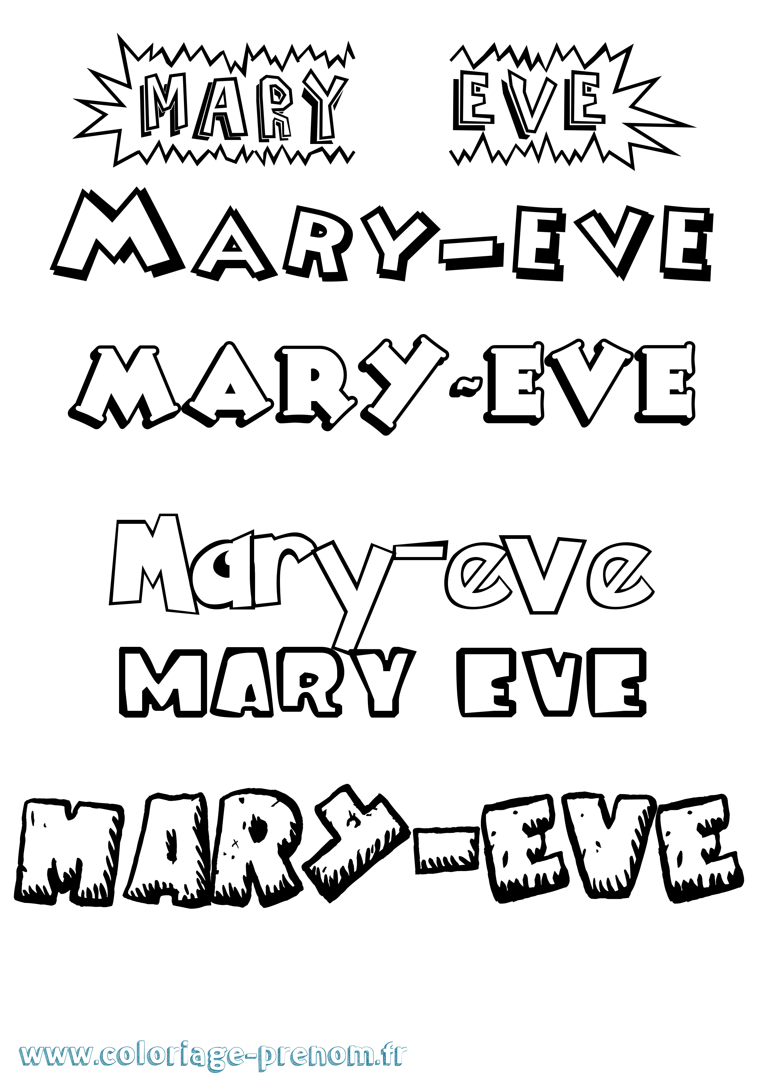 Coloriage prénom Mary-Eve Dessin Animé