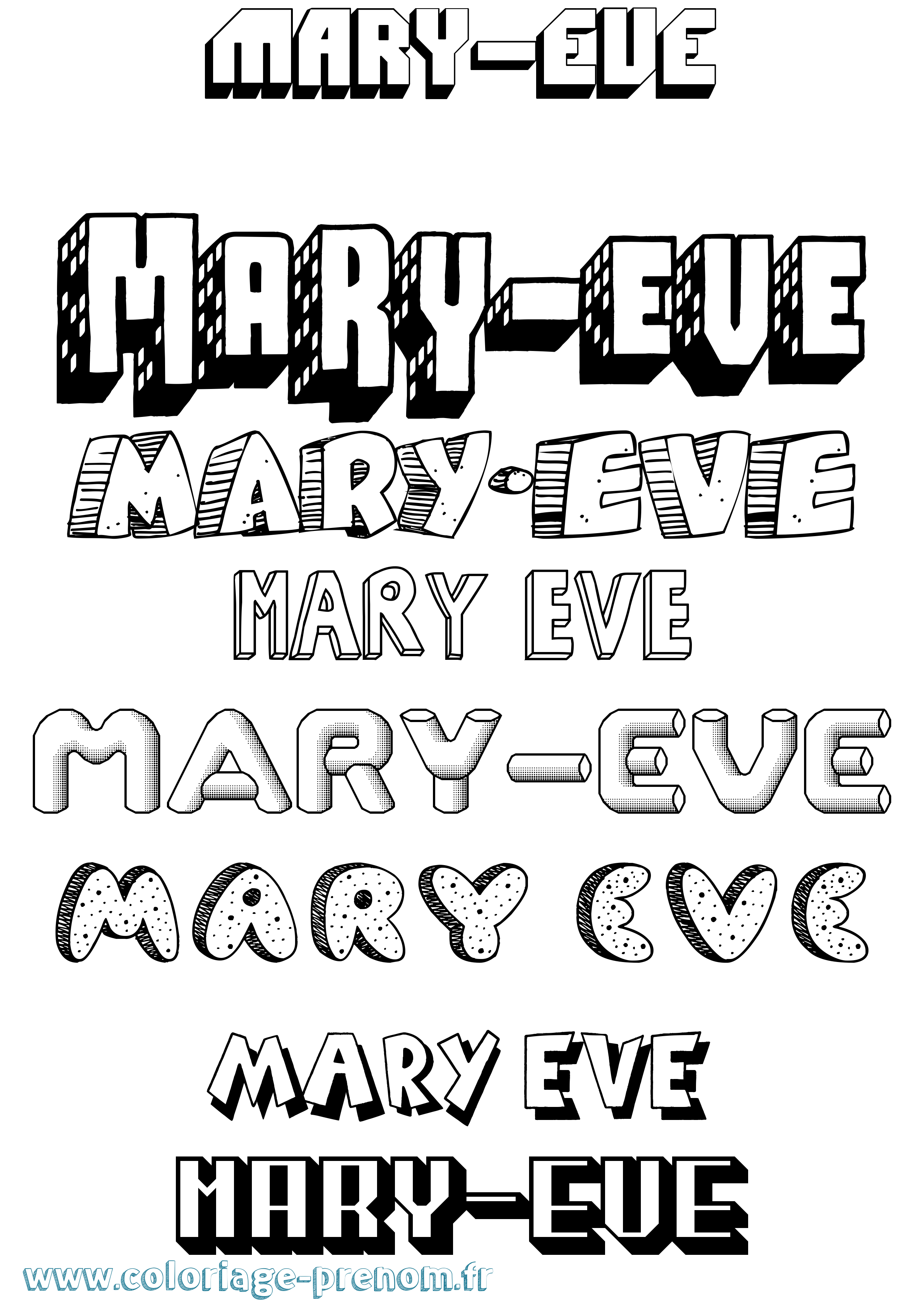 Coloriage prénom Mary-Eve Effet 3D