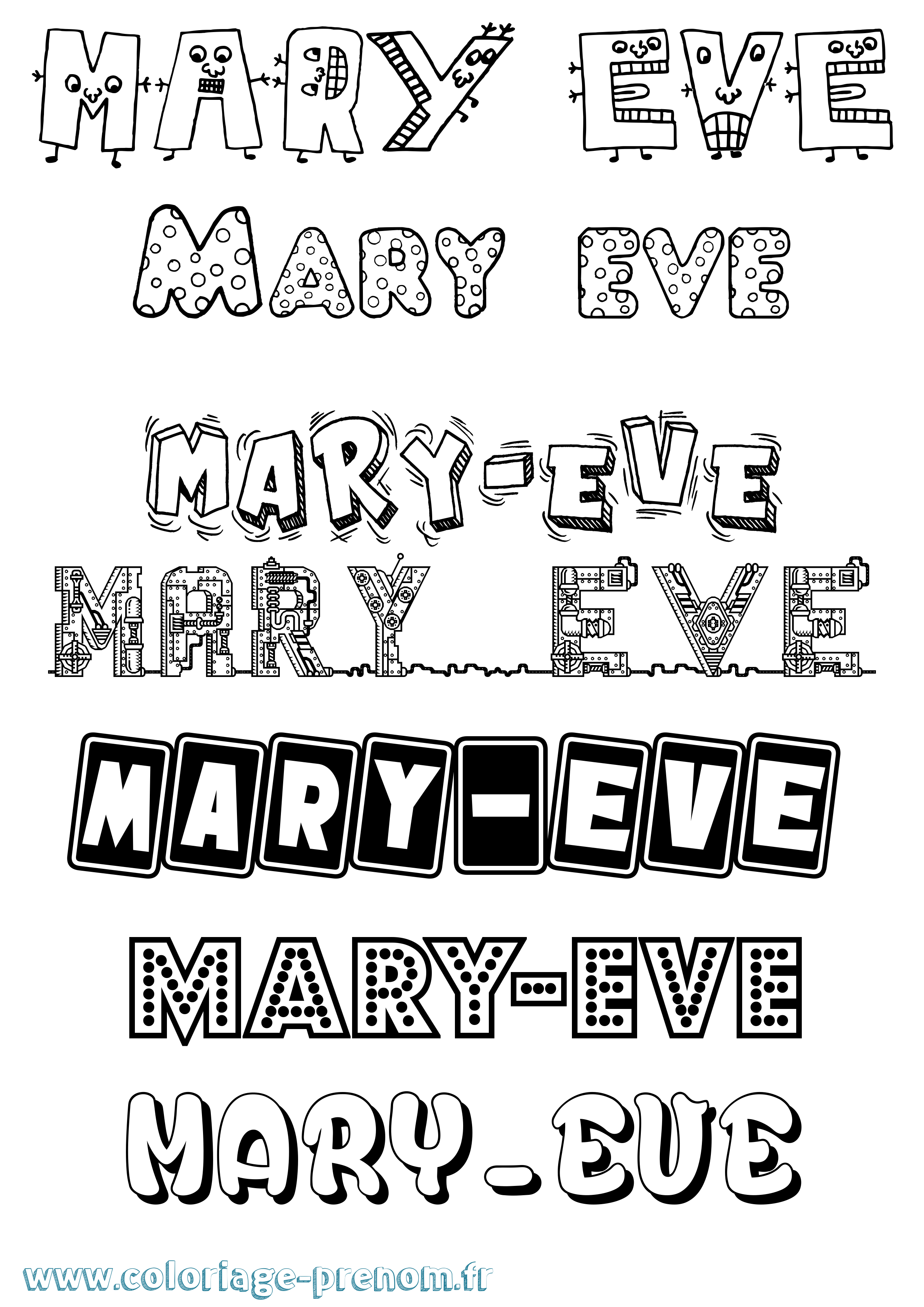 Coloriage prénom Mary-Eve Fun
