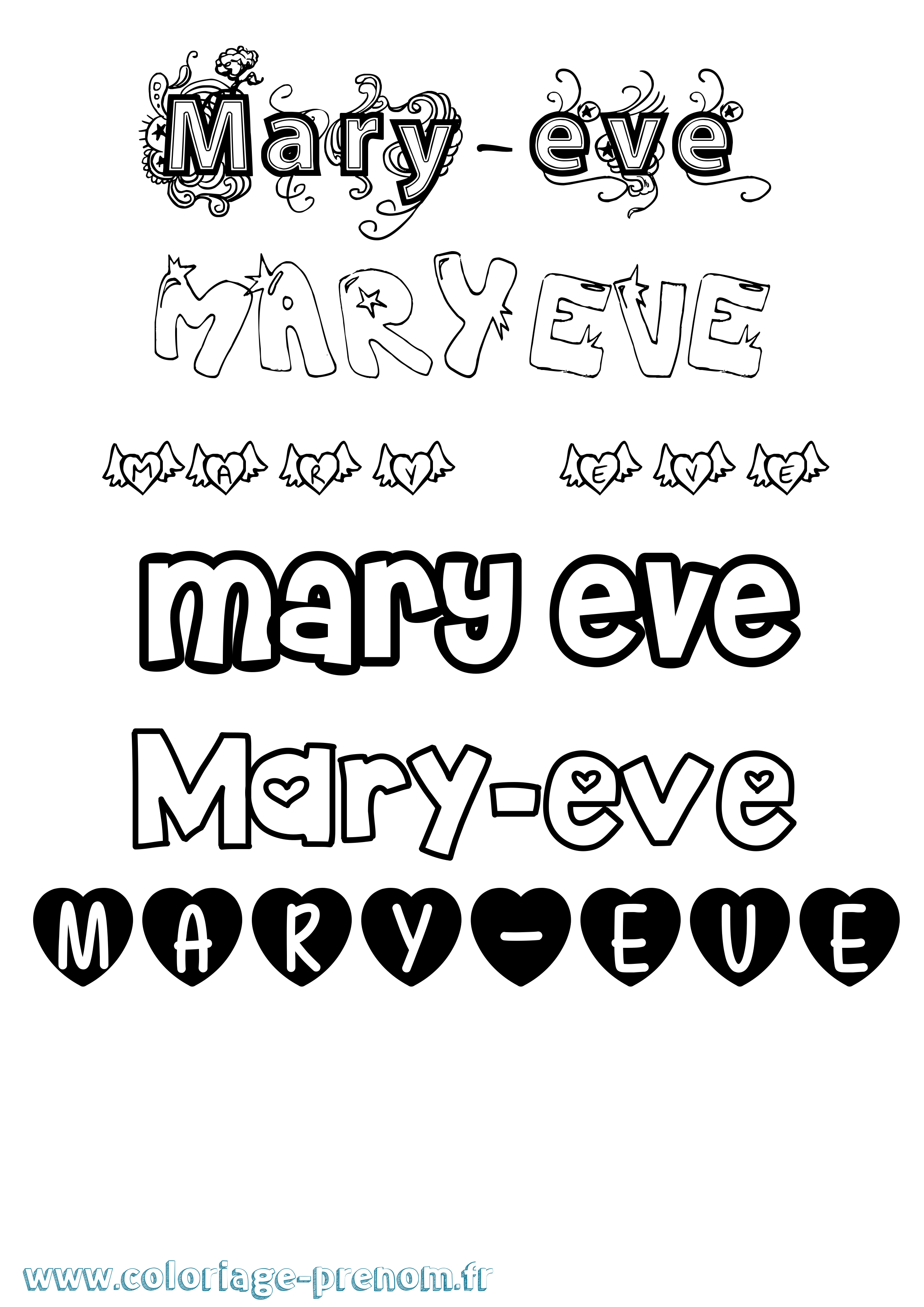 Coloriage prénom Mary-Eve Girly