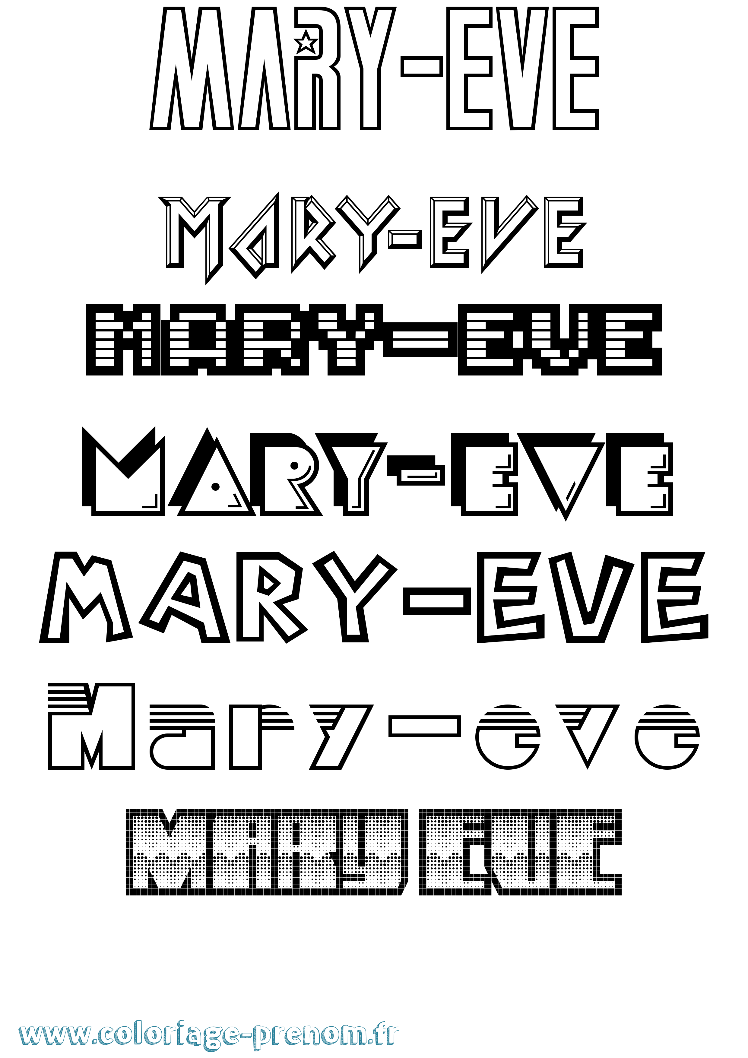 Coloriage prénom Mary-Eve Jeux Vidéos