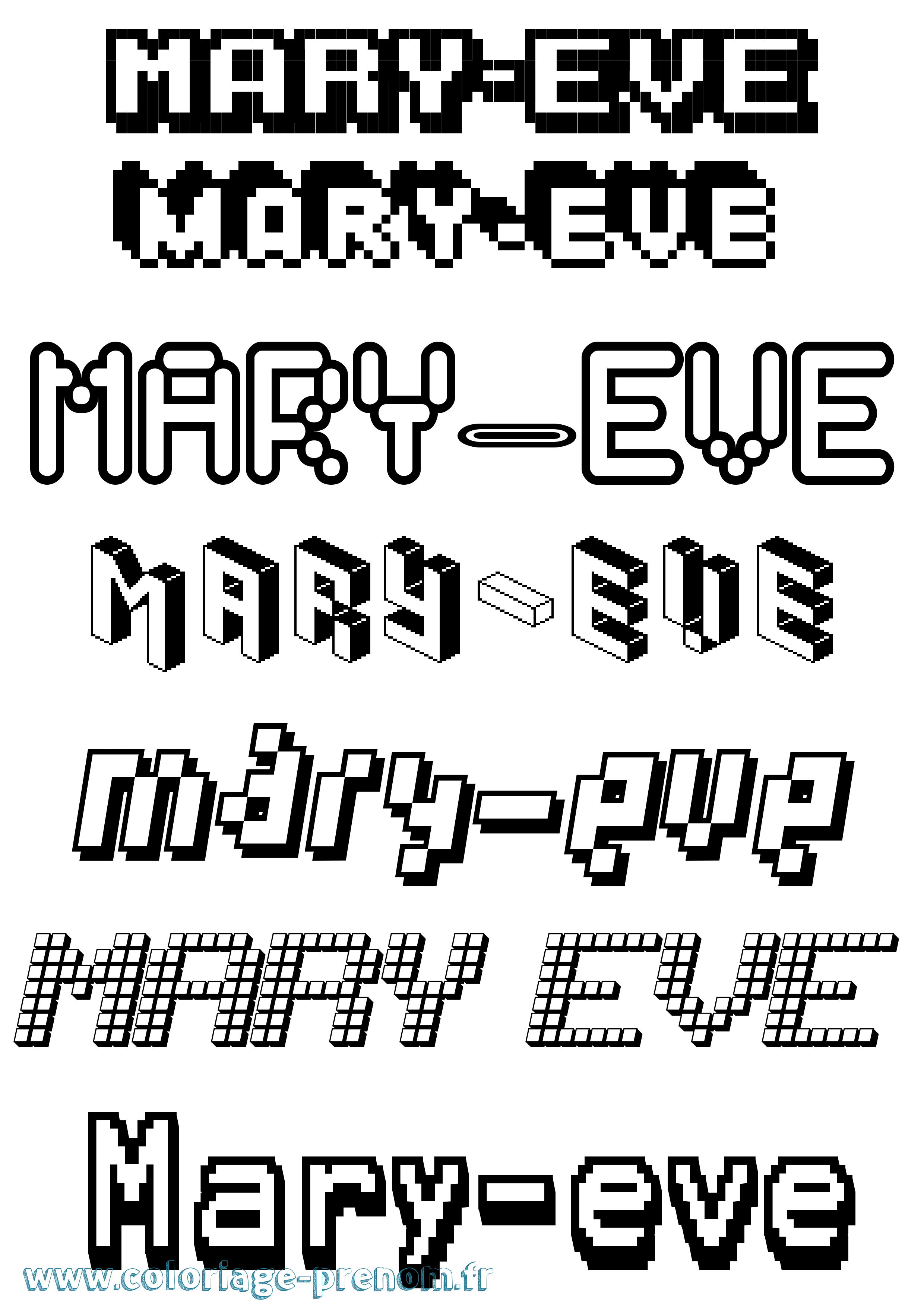 Coloriage prénom Mary-Eve Pixel
