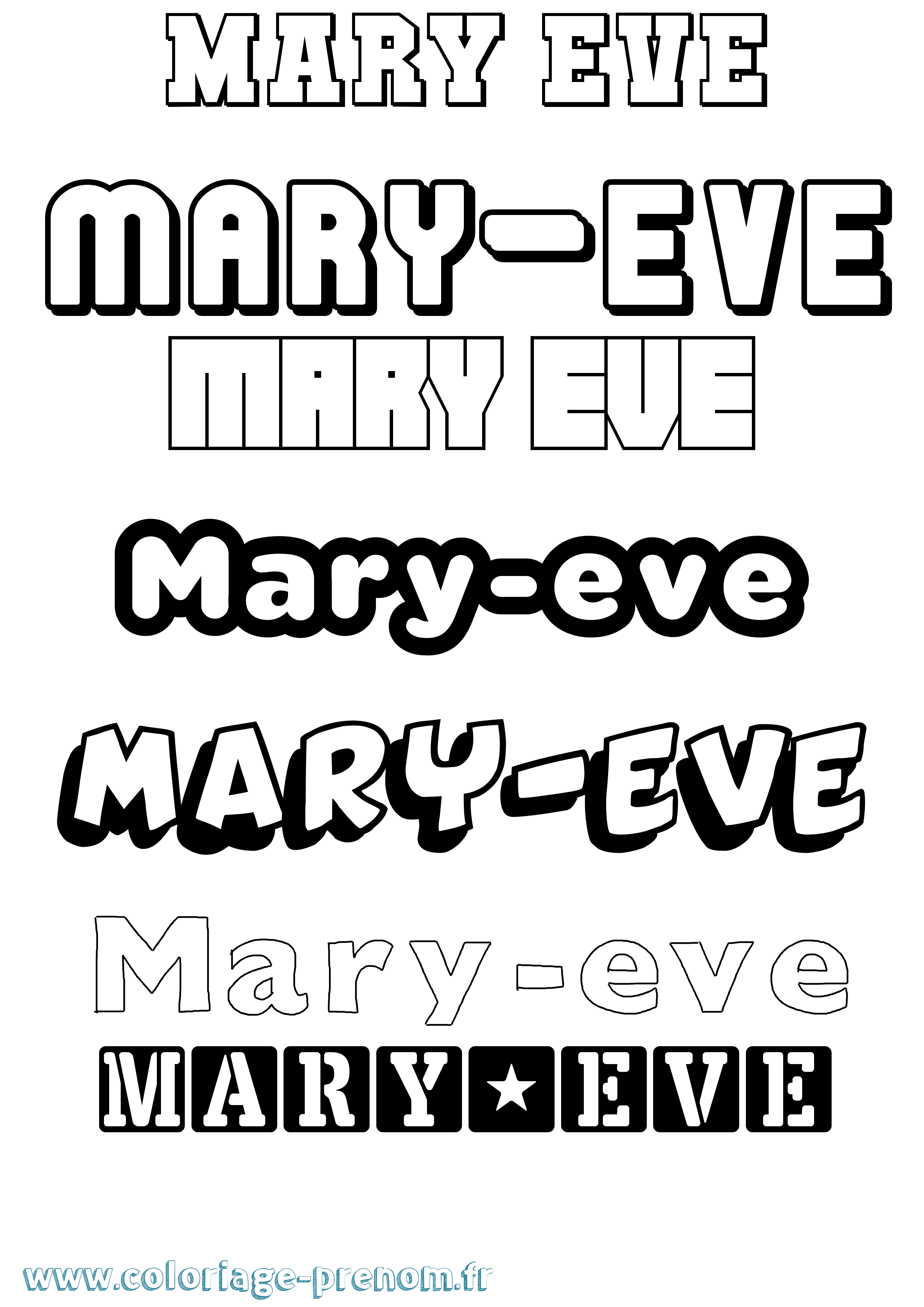 Coloriage prénom Mary-Eve Simple